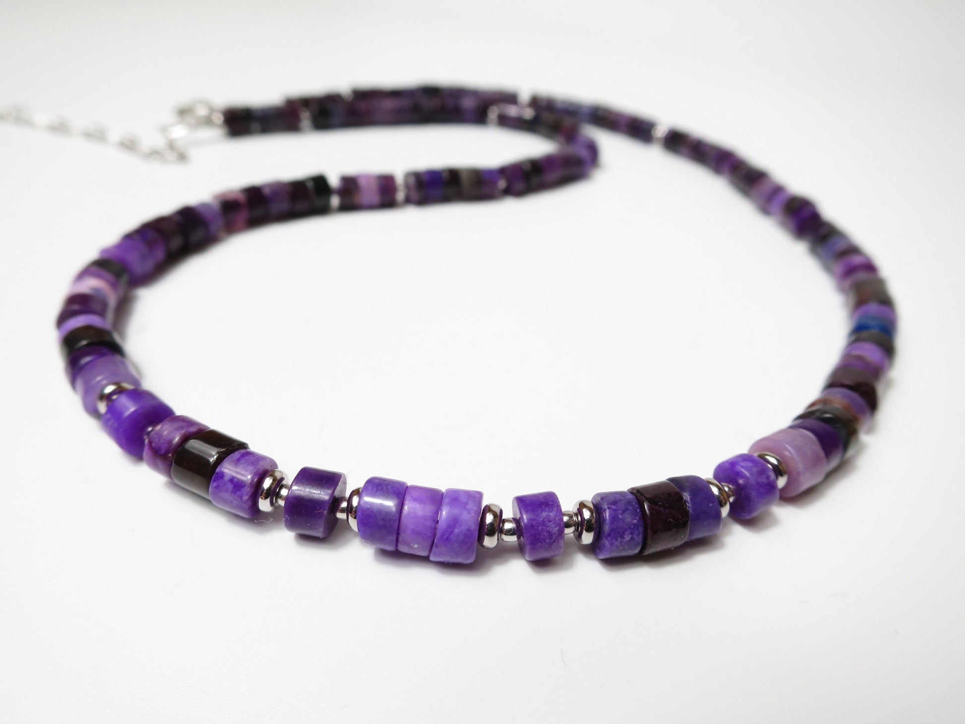 Fantastische echte SP10 Sugilite Collier Edelstein unbehandelt nicht gefärbt/geölt intensive Farbe Sterling Silber rhodiniert Natur