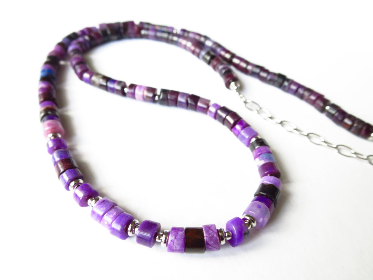 Fantastische echte SP10 Sugilite Collier Edelstein unbehandelt nicht gefärbt/geölt intensive Farbe Sterling Silber rhodiniert Natur