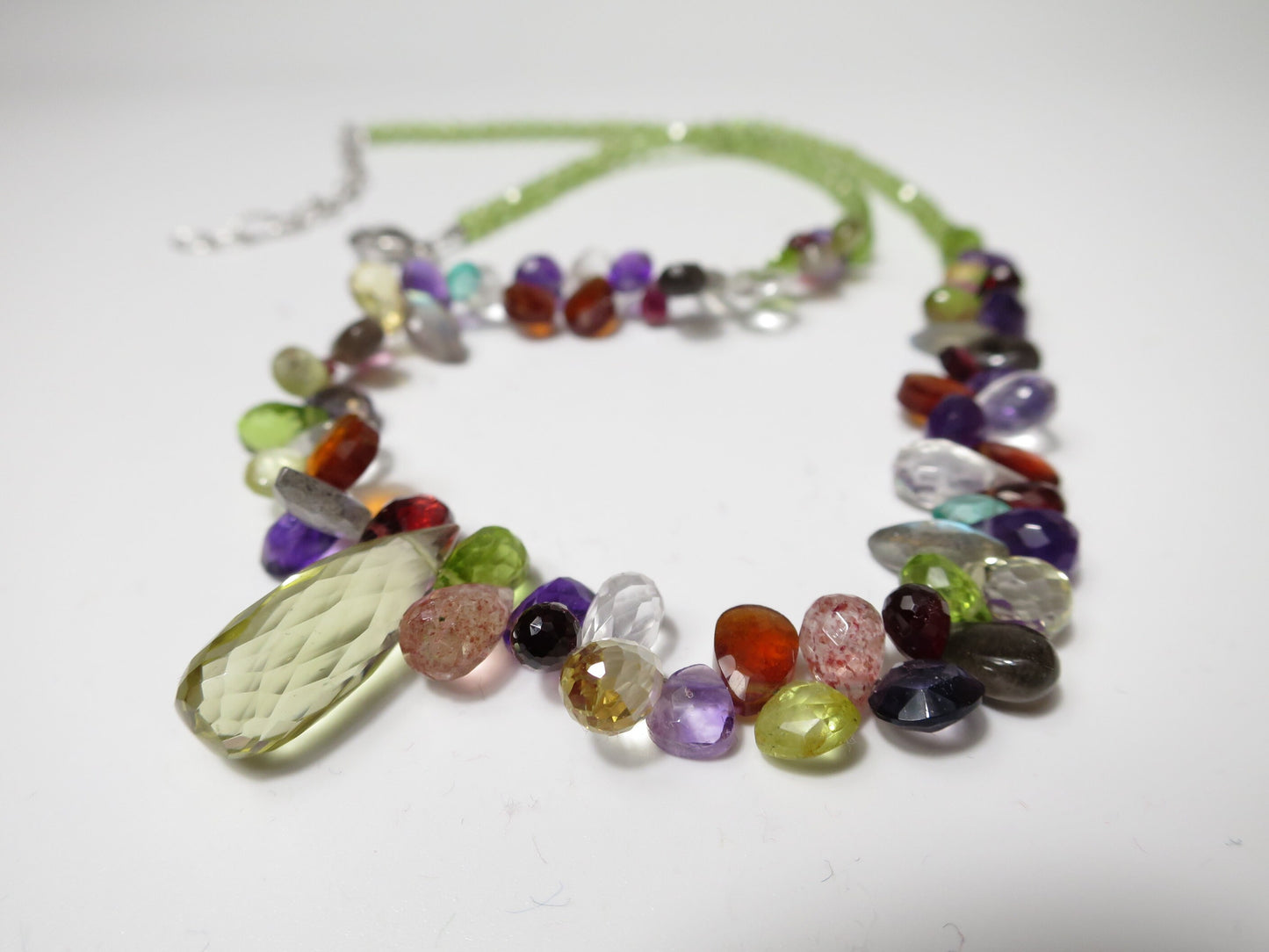 Kunterbunte fröhliche Tropfen Kette Amethyst Geburtstag Geschenk Sommer Kette Granat, Citrin, Peridot, Aquamarin, Apatit,