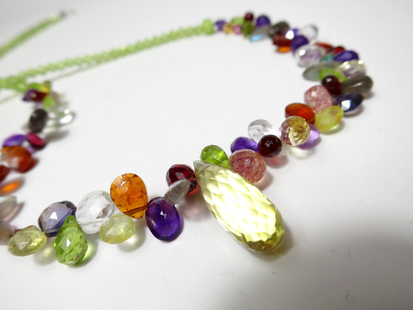 Kunterbunte fröhliche Tropfen Kette Amethyst Geburtstag Geschenk Sommer Kette Granat, Citrin, Peridot, Aquamarin, Apatit,