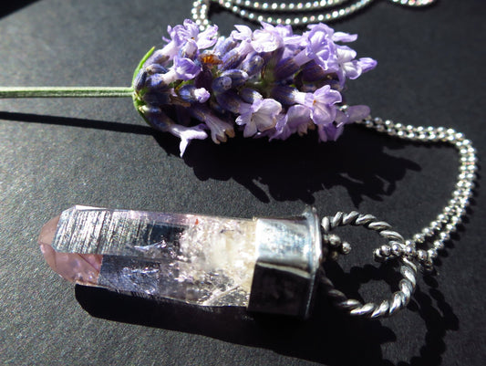 Veracruz Amethyst Natural point Crystal Pendant Clear Natural Gemstone Set in 925 Sterling Silver Mexico scepter Quartz Natural