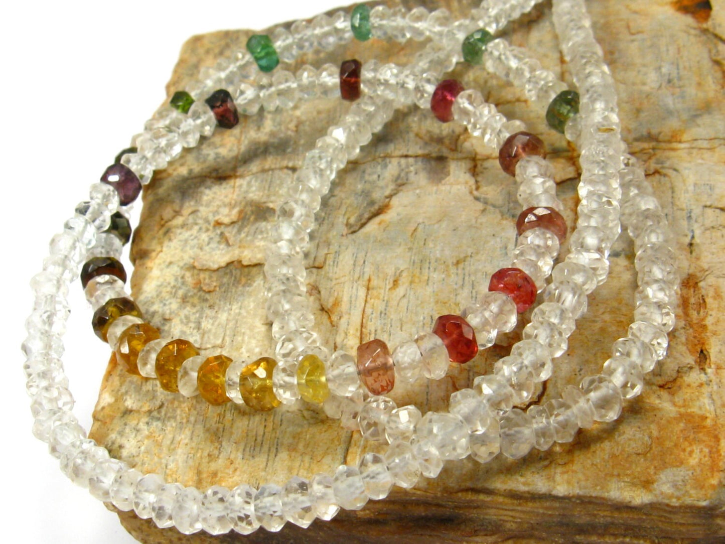 Bunte Topas - Turmalin Regenbogen Kette, Chakra Edelstein Kette