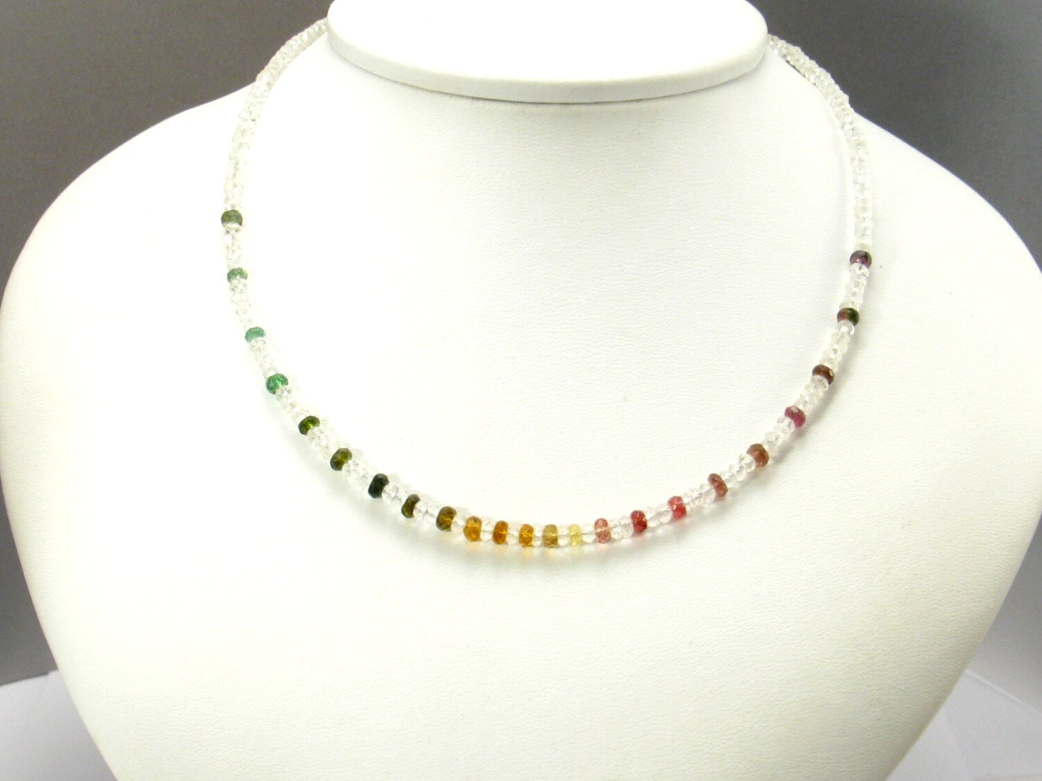 Bunte Topas - Turmalin Regenbogen Kette, Chakra Edelstein Kette