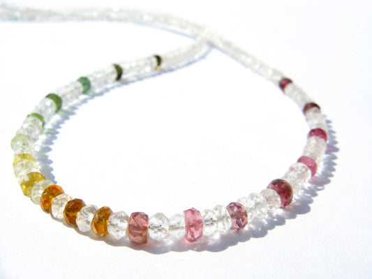 Bunte Topas - Turmalin Regenbogen Kette, Chakra Edelstein Kette