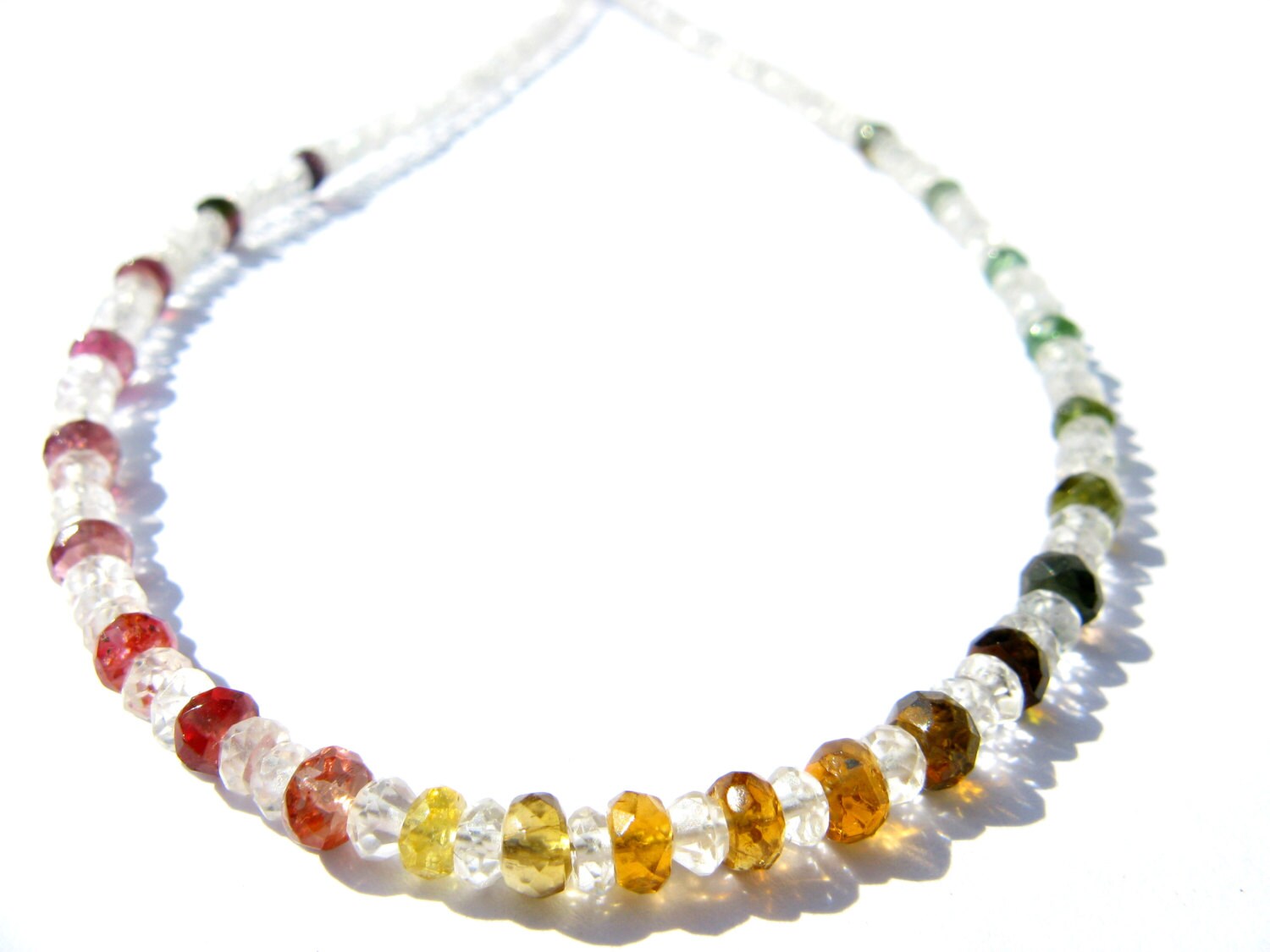 Bunte Topas - Turmalin Regenbogen Kette, Chakra Edelstein Kette