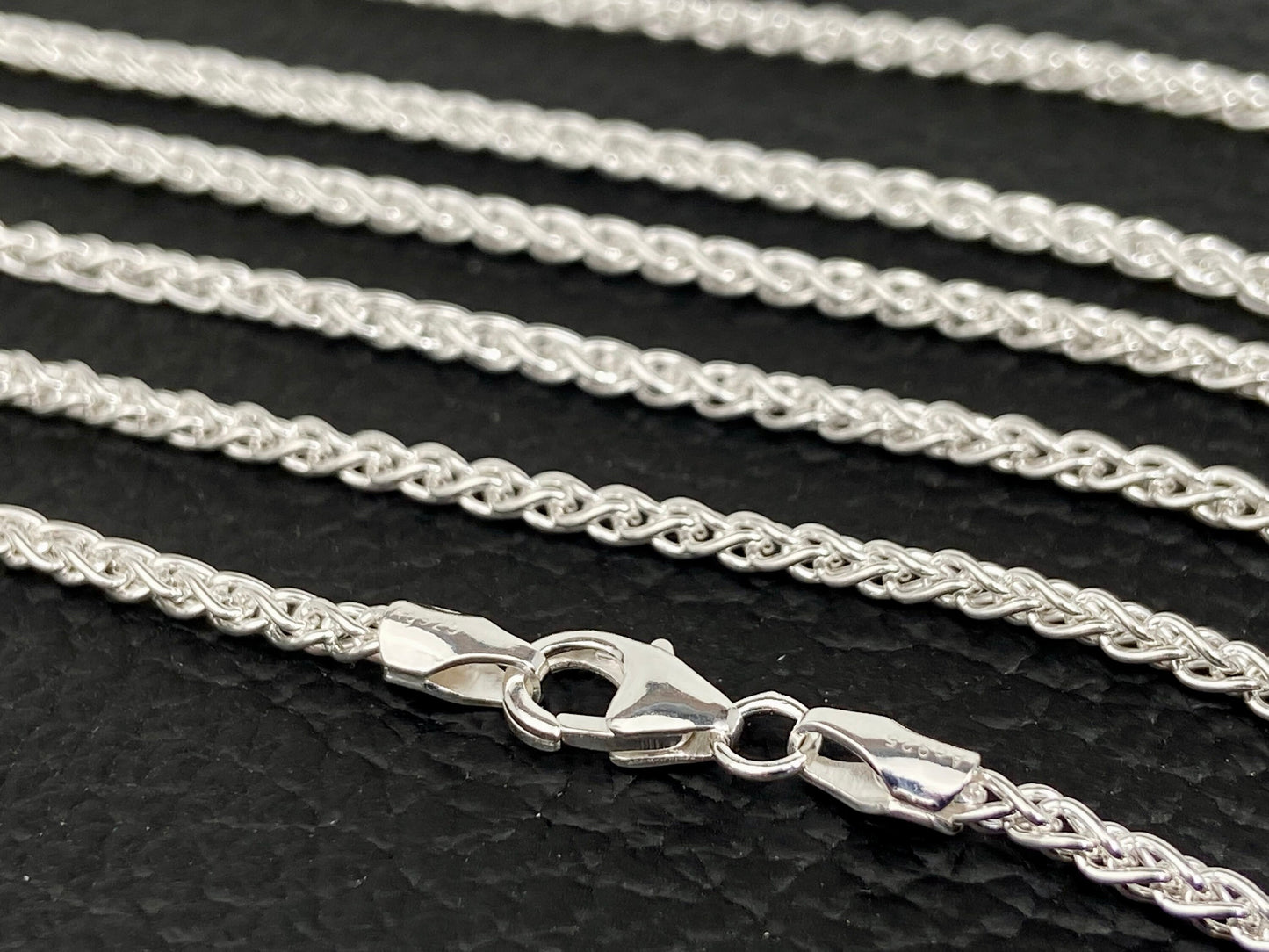 Sterling Silber Kette 45cm schmaler Öse ideal für Anhänger 925 Silber Zopfkette unisex Durchmesser 2.1mm