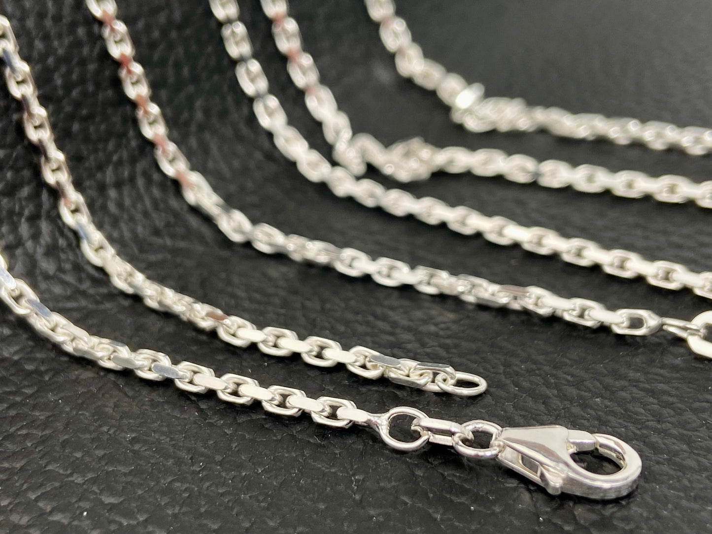 Sterling Silber Kette 42cm schmaler Öse ideal für Anhänger 925 Silber Ankerkette unisex Durchmesser 2mm