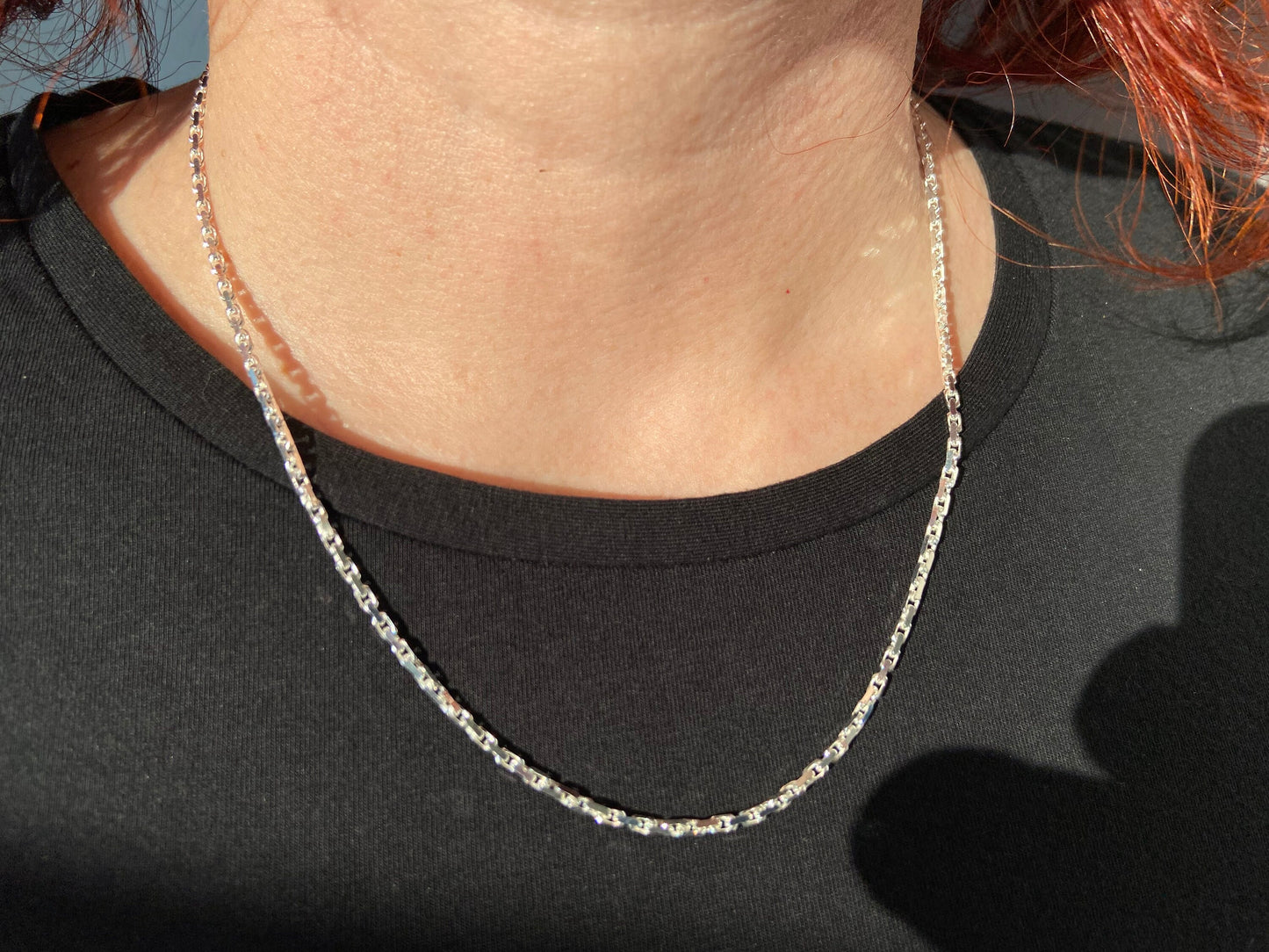 Sterling Silber Kette 45cm schmaler Öse ideal für Anhänger 925 Silber Ankerkette unisex Durchmesser 2mm