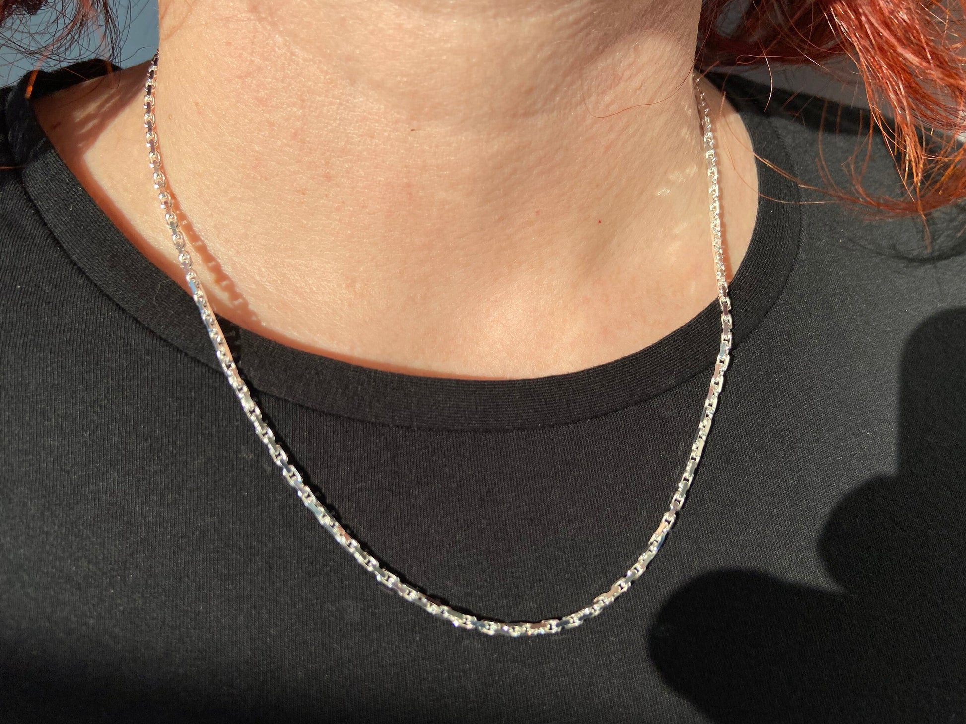 Sterling Silber Kette 45cm schmaler Öse ideal für Anhänger 925 Silber Ankerkette unisex Durchmesser 2mm