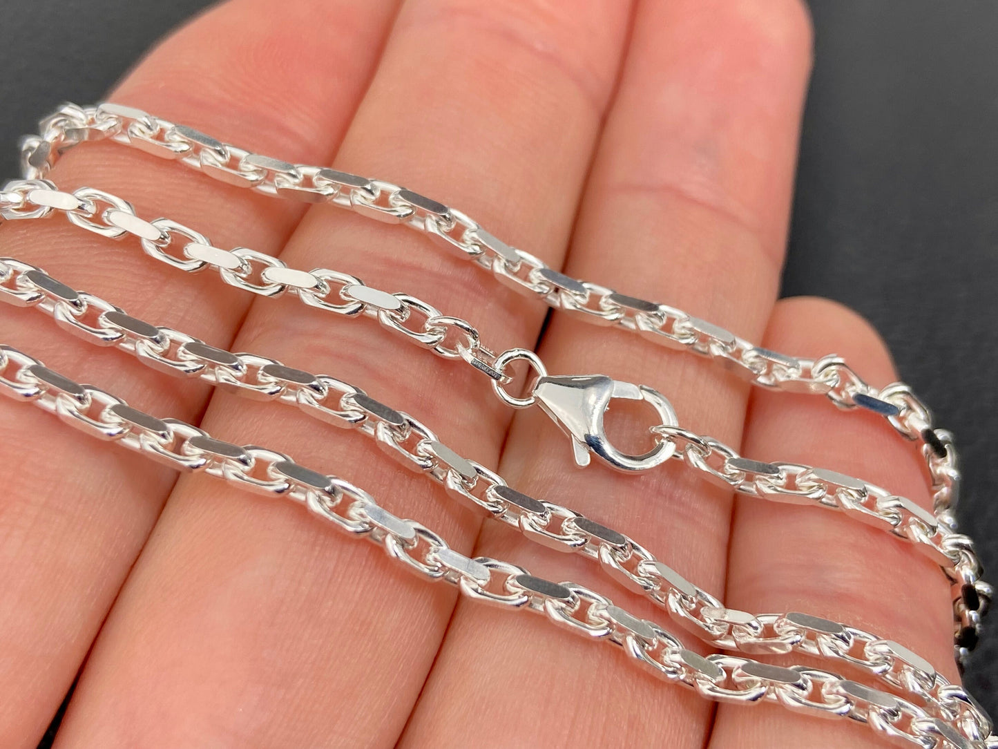 Sterling Silber Kette 50cm schmaler Öse ideal für Anhänger 925 Silber Ankerkette unisex Durchmesser 2.5mm