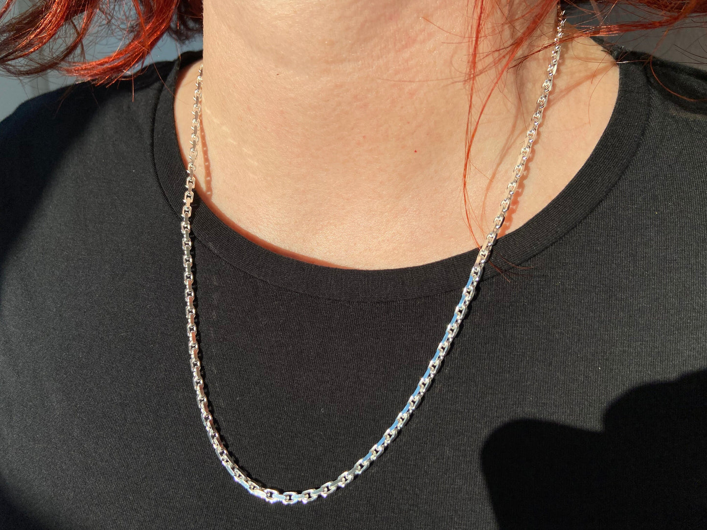 Sterling Silber Kette 50cm schmaler Öse ideal für Anhänger 925 Silber Ankerkette unisex Durchmesser 2.5mm