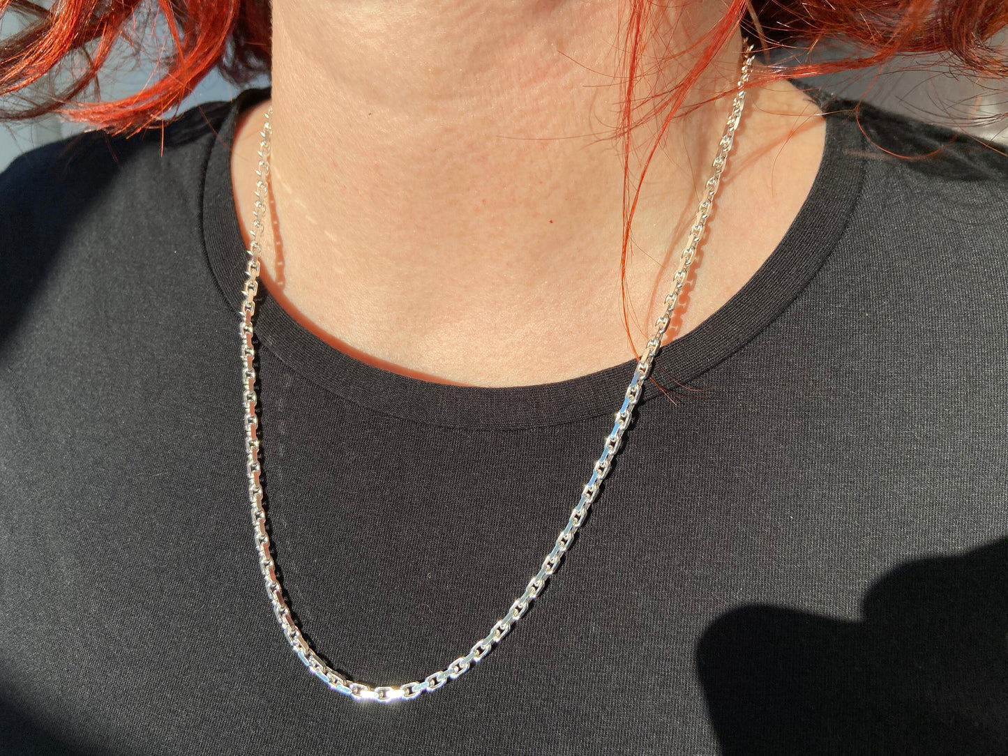 Sterling Silber Kette 50cm schmaler Öse ideal für Anhänger 925 Silber Ankerkette unisex Durchmesser 2.5mm