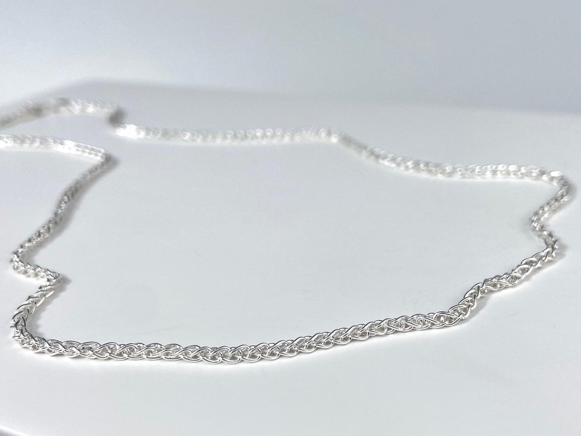 Sterling Silber Kette 45cm schmaler Öse ideal für Anhänger 925 Silber Zopfkette unisex Durchmesser 2.1mm