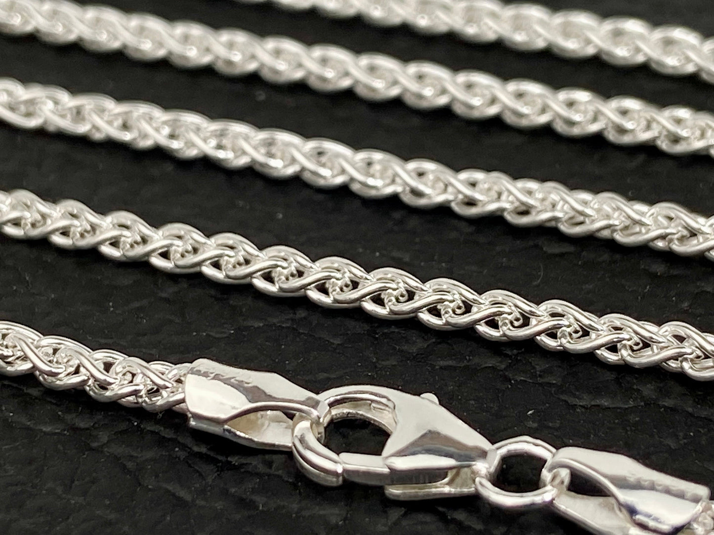 Sterling Silber Kette 45cm schmaler Öse ideal für Anhänger 925 Silber Zopfkette unisex Durchmesser 2.1mm