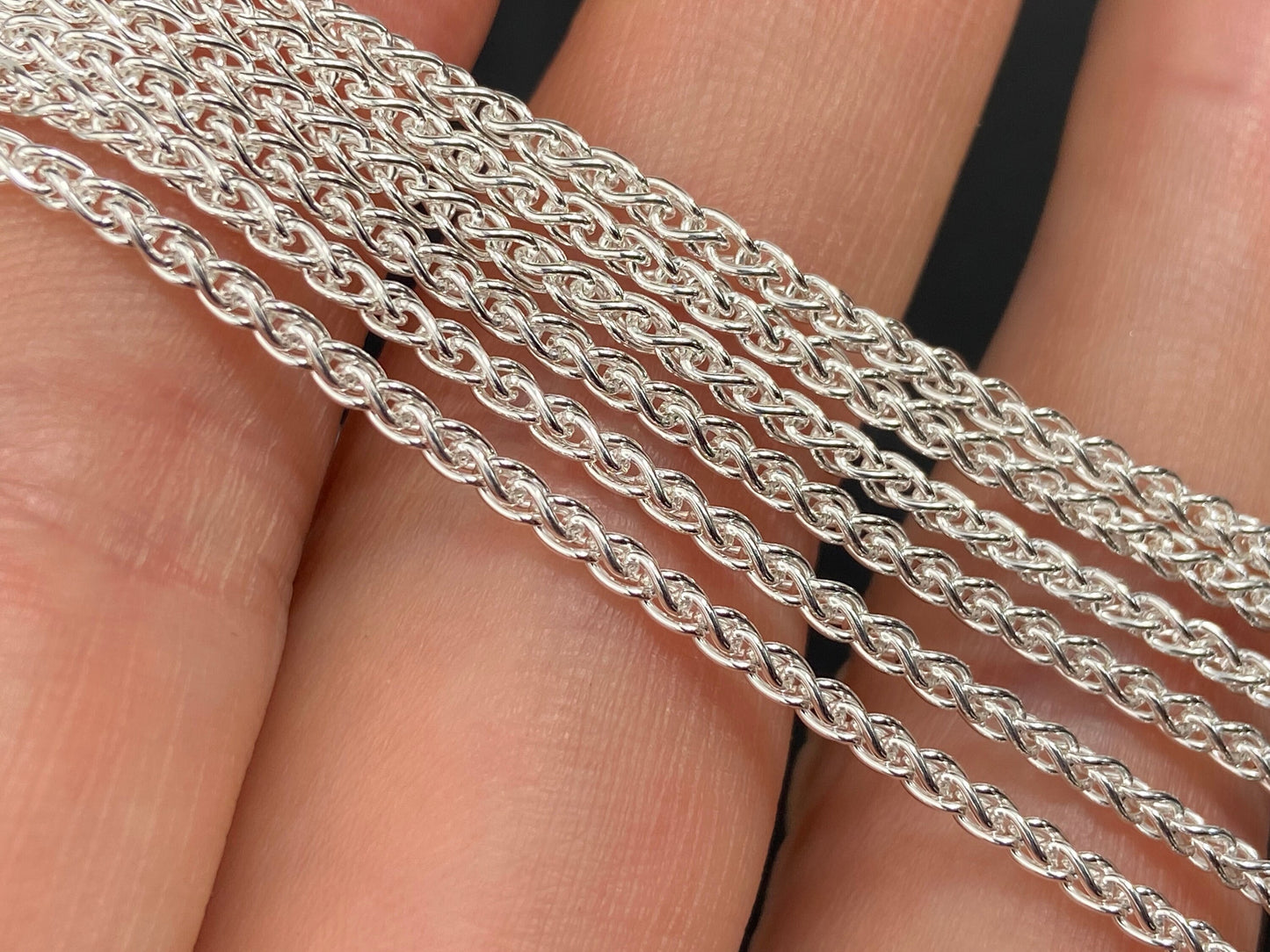 Sterling Silber Kette 45cm schmaler Öse ideal für Anhänger 925 Silber Zopfkette unisex Durchmesser 2.1mm