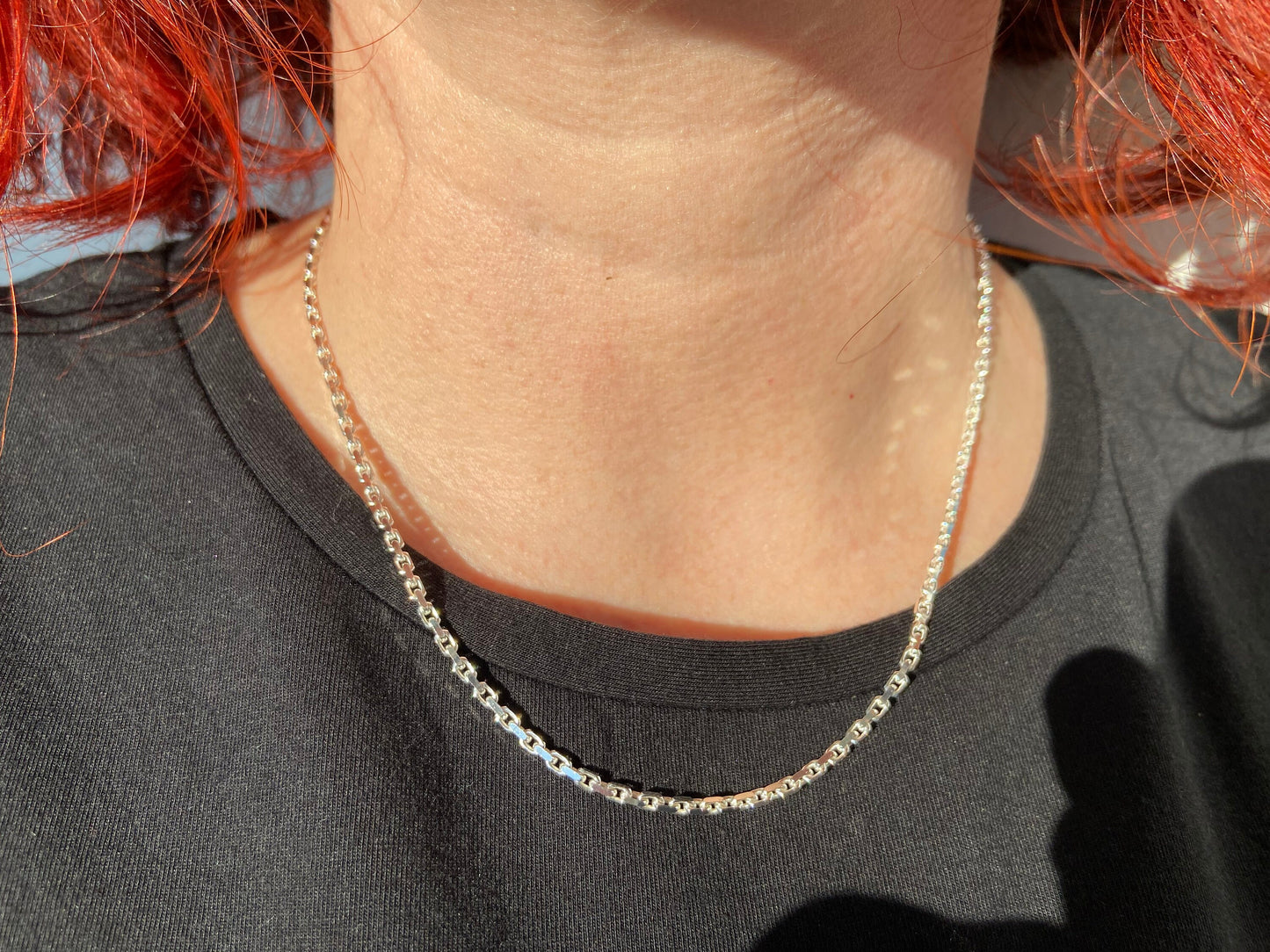 Sterling Silber Kette 42cm schmaler Öse ideal für Anhänger 925 Silber Ankerkette unisex Durchmesser 2mm