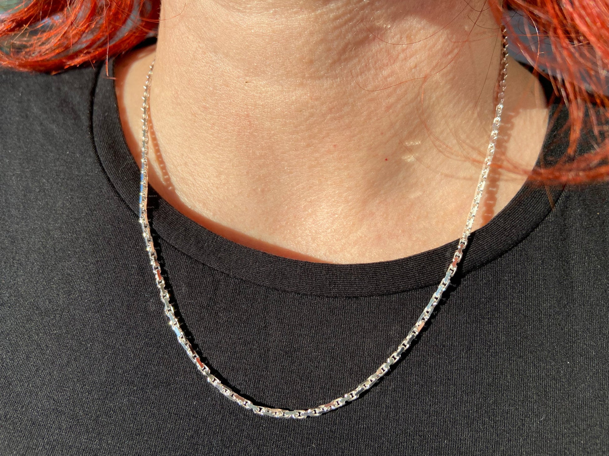 Sterling Silber Kette 45cm schmaler Öse ideal für Anhänger 925 Silber Ankerkette unisex Durchmesser 2mm