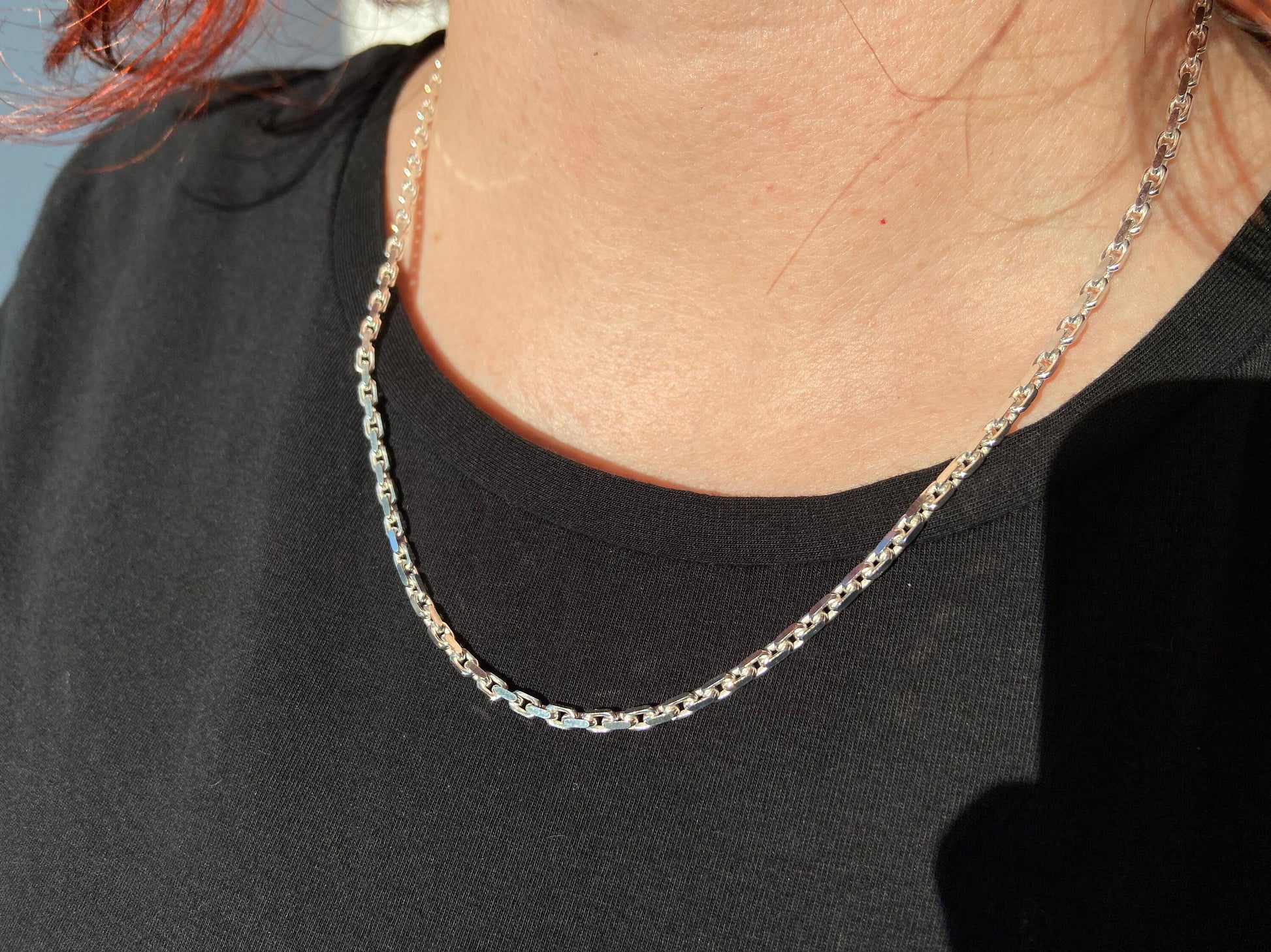 Sterling Silber Kette 45cm schmaler Öse ideal für Anhänger 925 Silber Ankerkette unisex Durchmesser 2.5mm