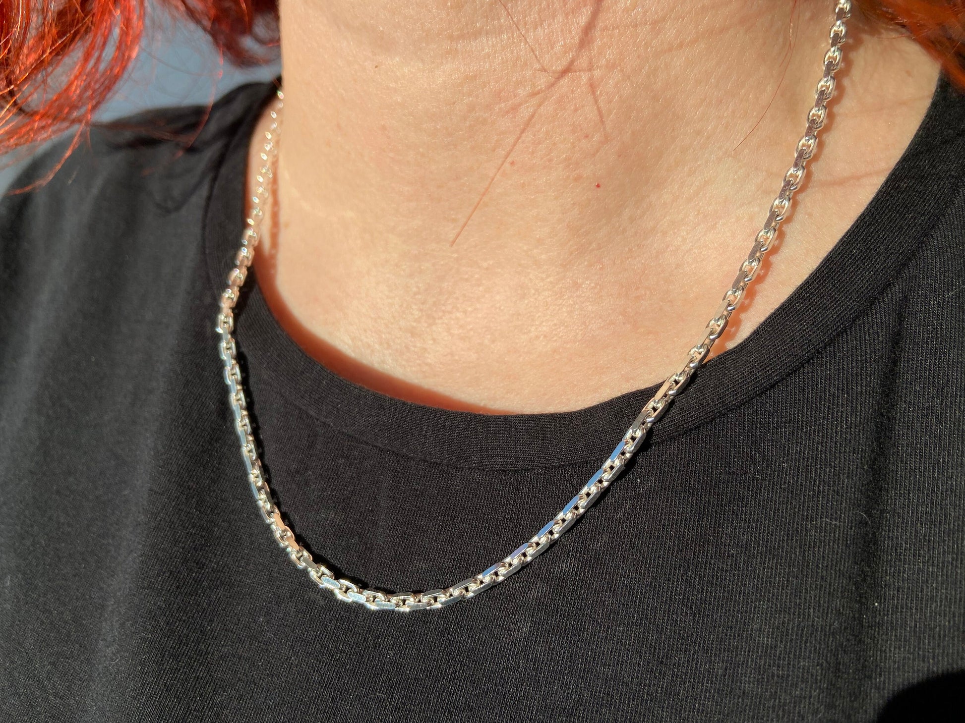 Sterling Silber Kette 45cm schmaler Öse ideal für Anhänger 925 Silber Ankerkette unisex Durchmesser 2.5mm