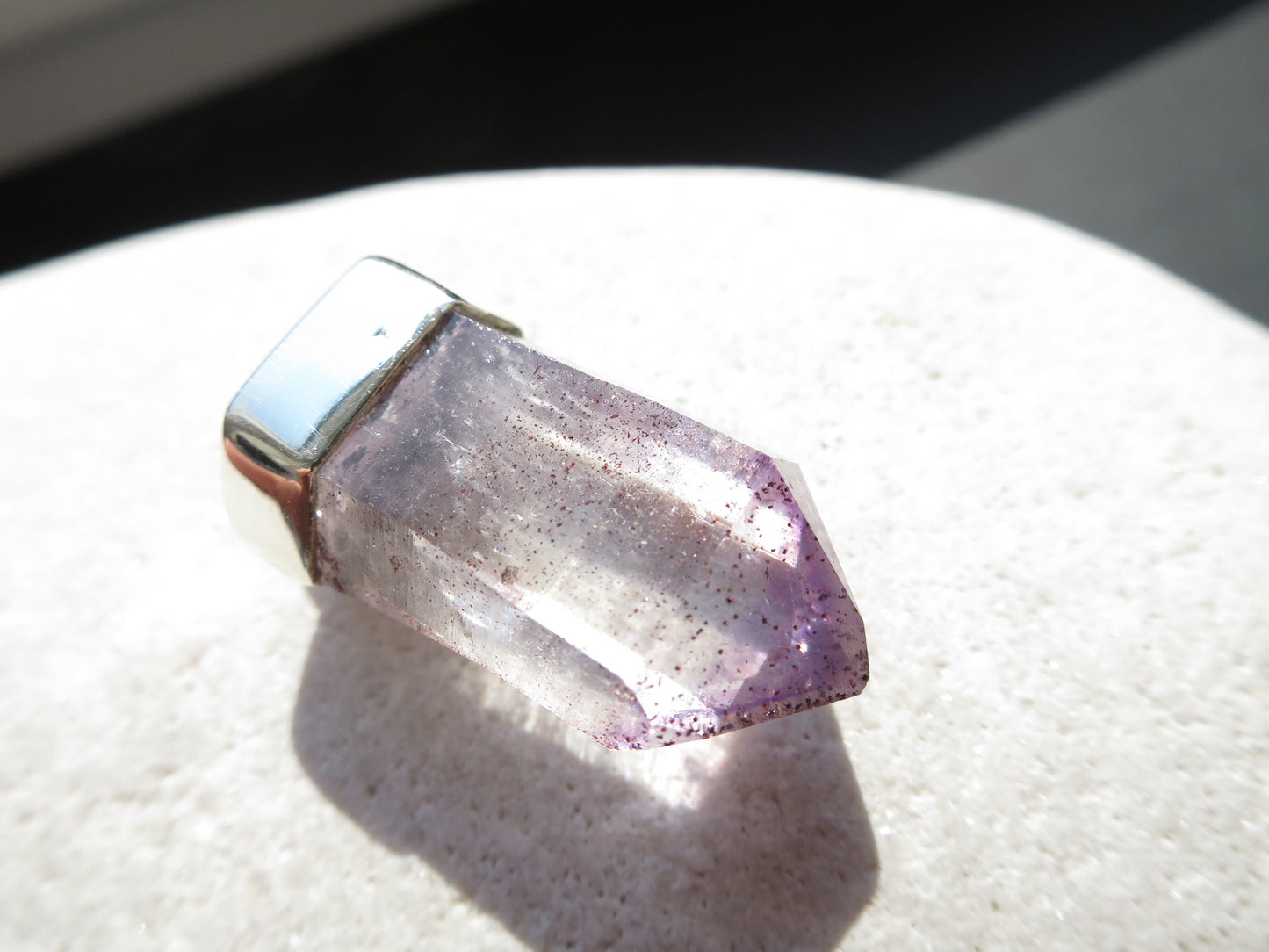 Namibia Amethyst Brandberg Kristall Anhänger Edelstein gefasst in 925 Sterling Silber Natur Kristall unbehandelt Brandberg Afrika