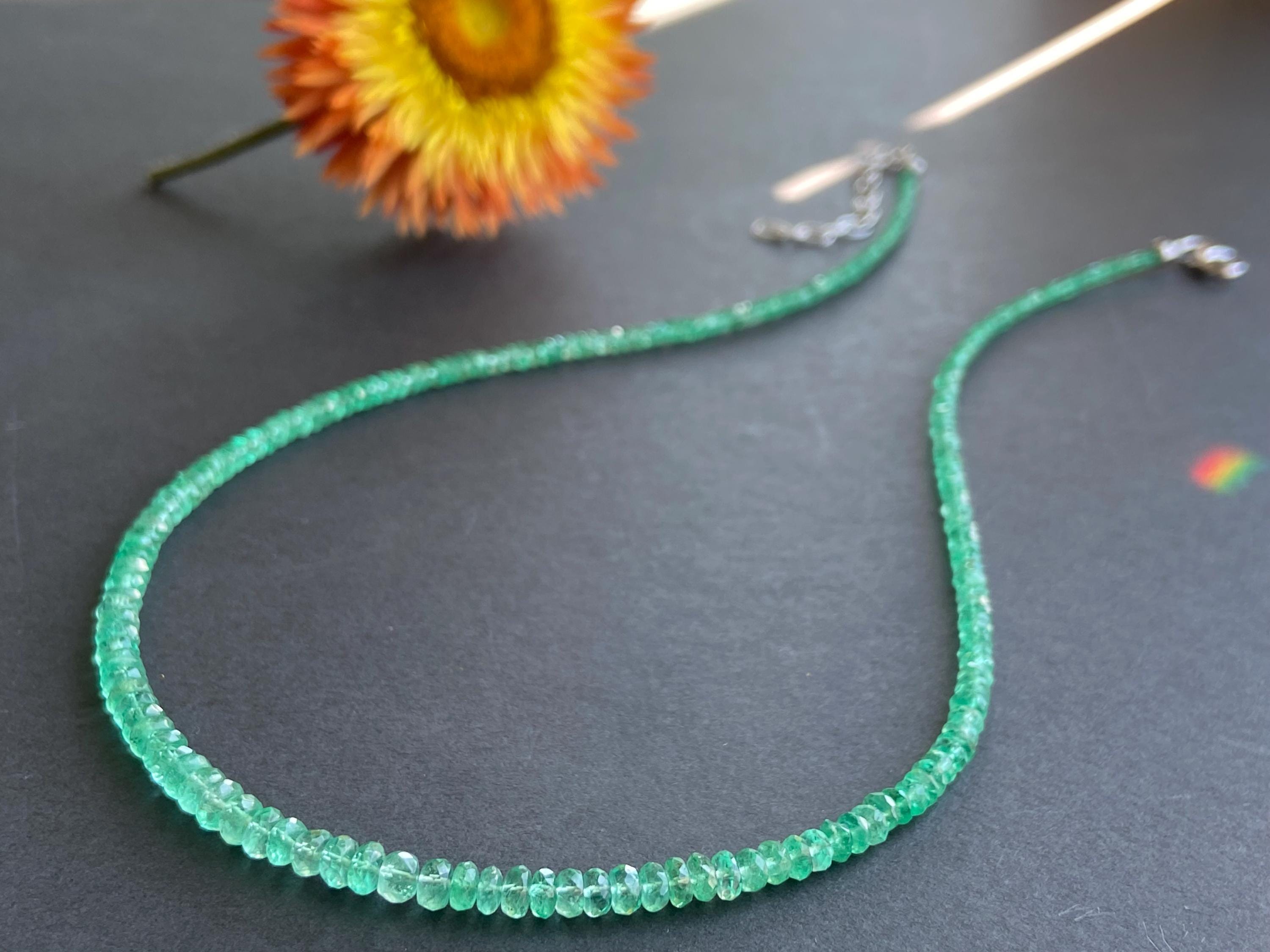 Grüne Smaragd Kette 925 Silber Afrika Natur Smaragd Äthiopien echte Edelstein Halskette