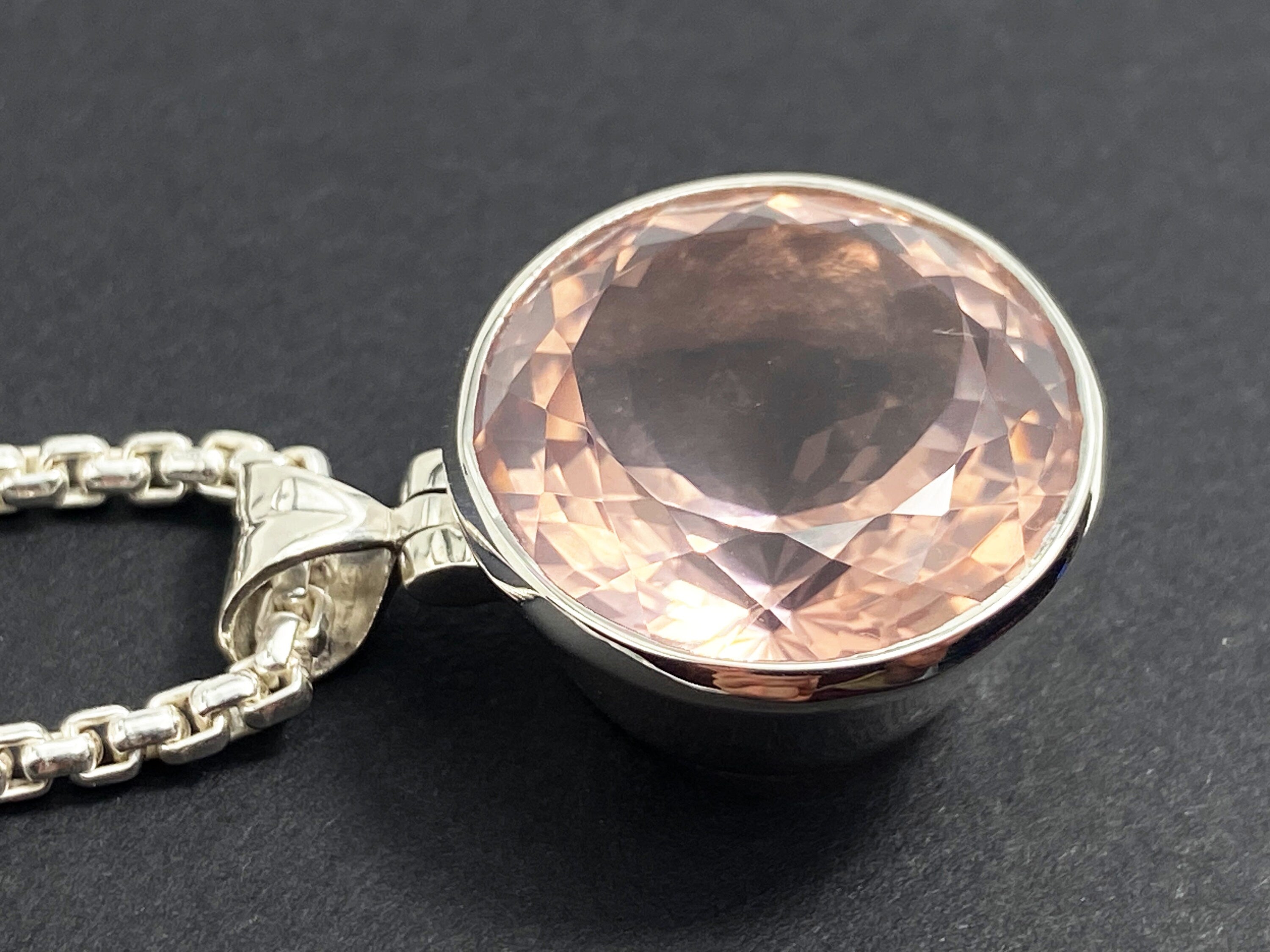 Rosenquarz Anhänger in Silber rosa Edelsteinanhänger