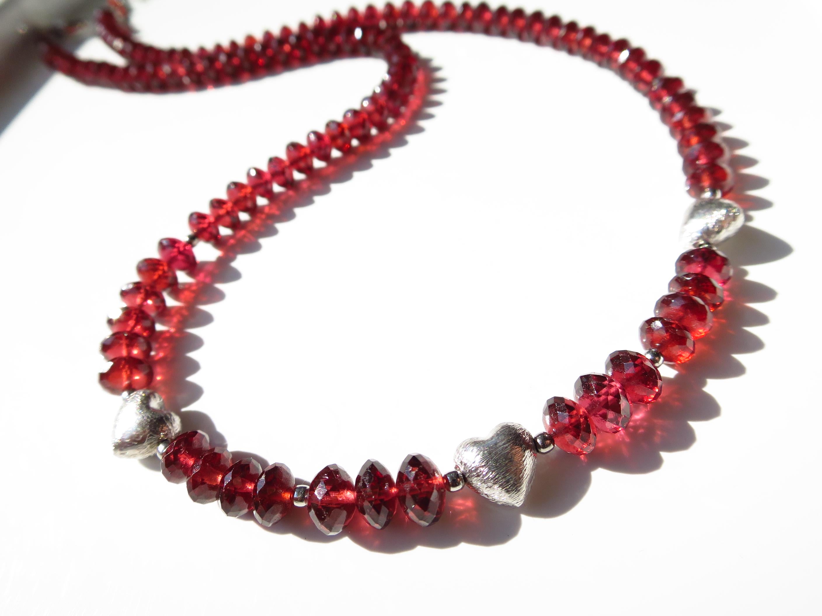Mosambik Granat Halskette rotes Edelstein Herz Collier