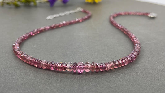 Pink Turmalin Halskette Edelstein natürlicher Turmalin / Edelstein Collier Geschenk Geburtstag lebendige rosa Edelstein Halskette