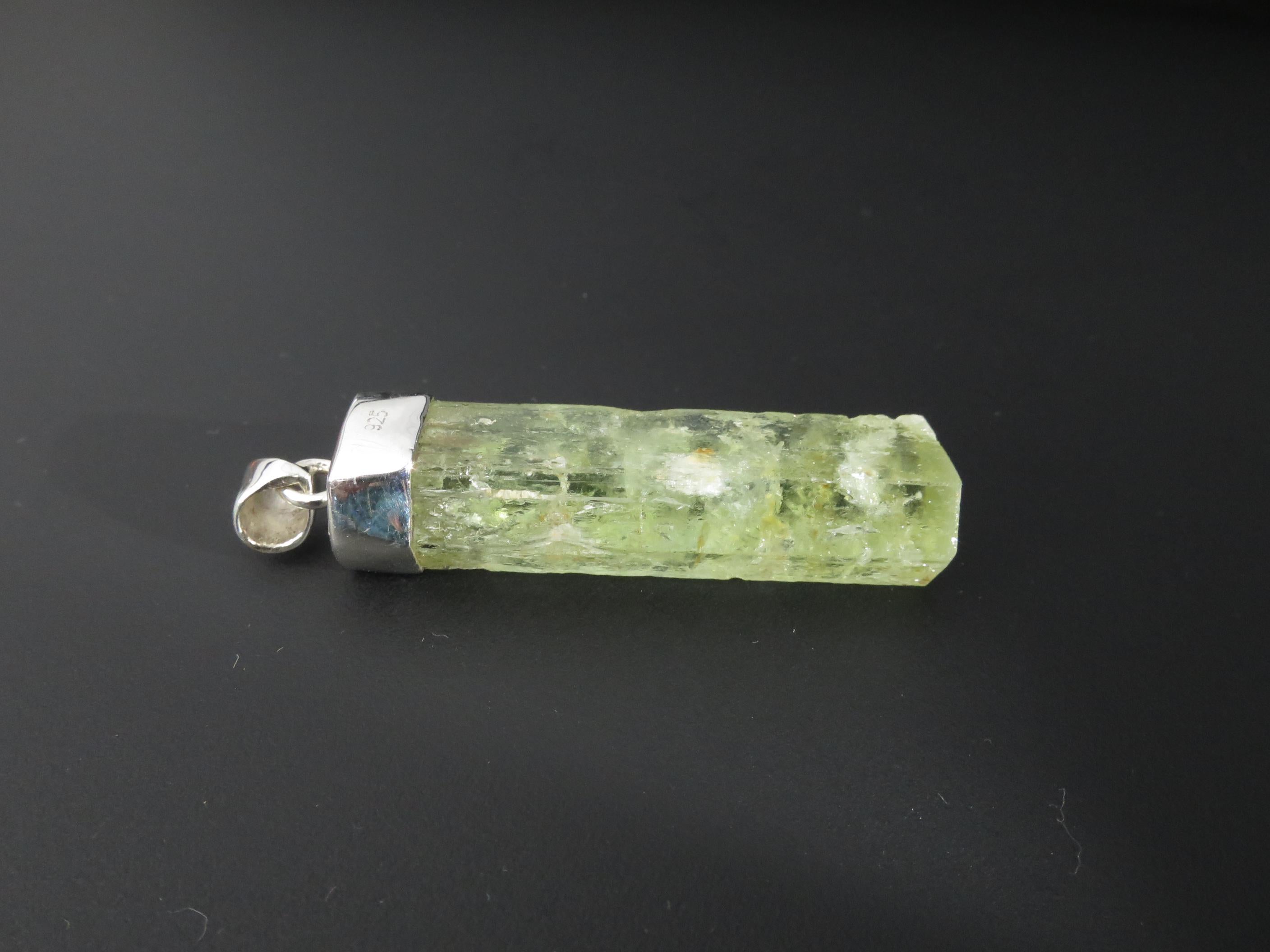 Heliodor Kristall Anhänger Beryll aus Brasilien Silber