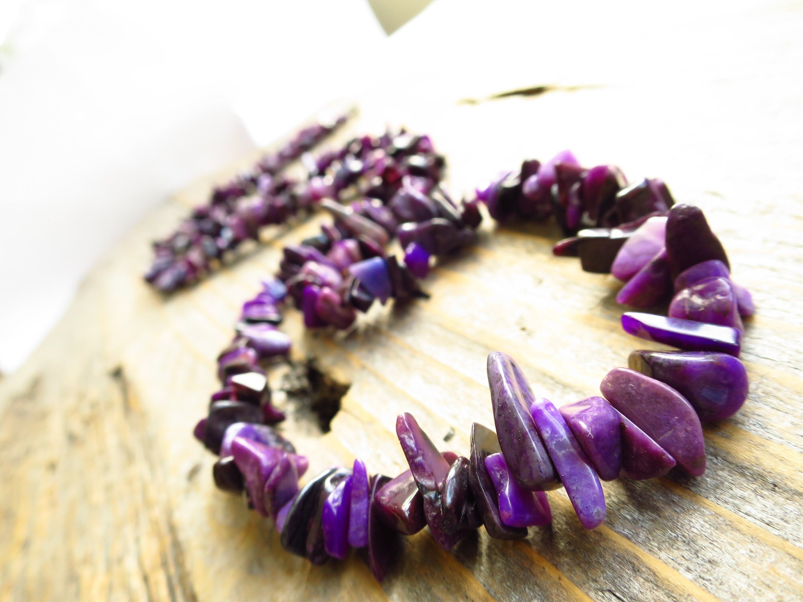 Sugilith Kette Silber Sugilith Collier Natur Sugilith Edelstein Sugilith Splitter Halskette Gel Sugilith Silber echt Sugilith Energie Kette