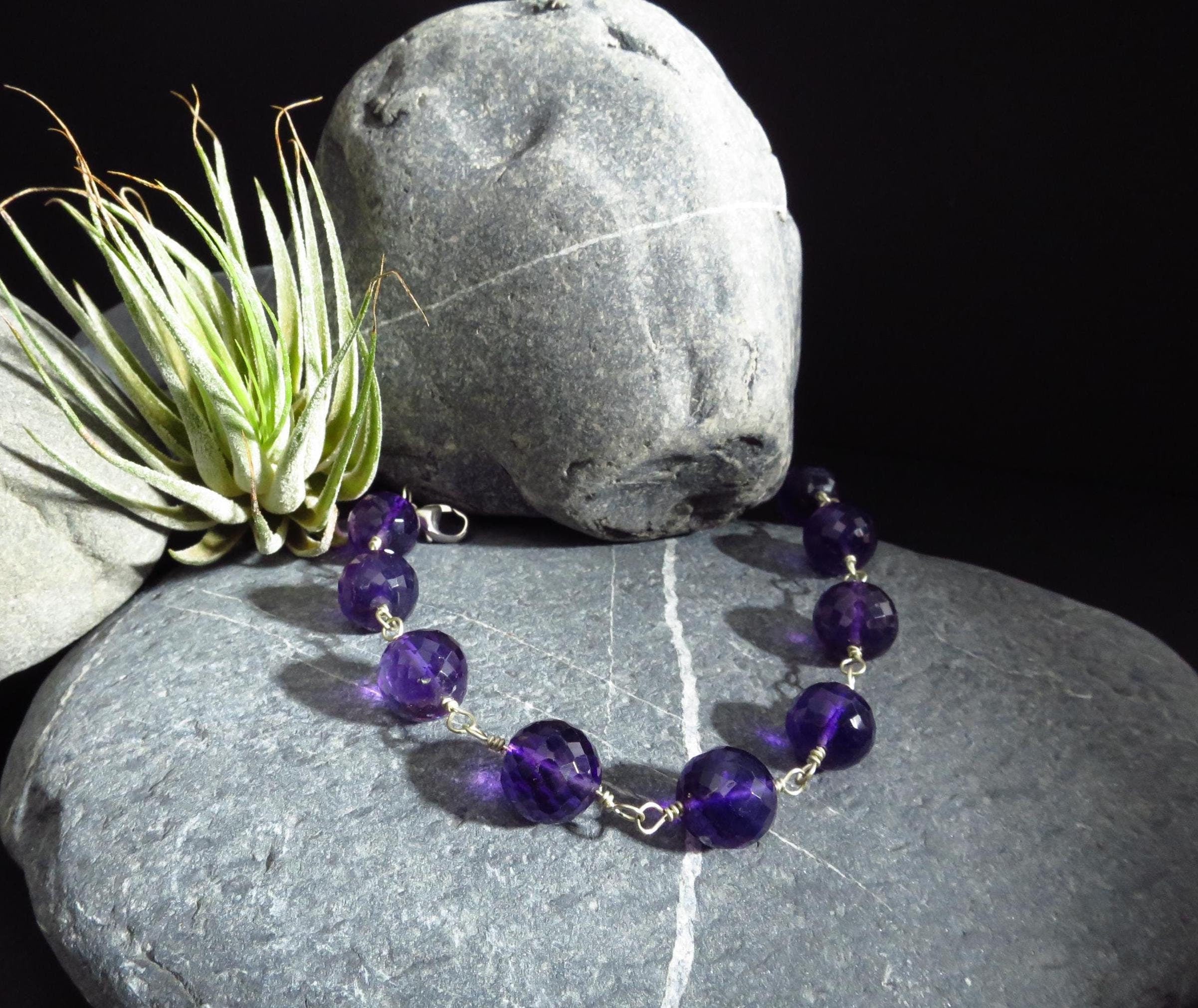 Amethyst Armband Rosenkranz Argentium Silber Amethyst Rosary Armband Silber lila Edelstein Armband Silber Amethyst Kugel Armband