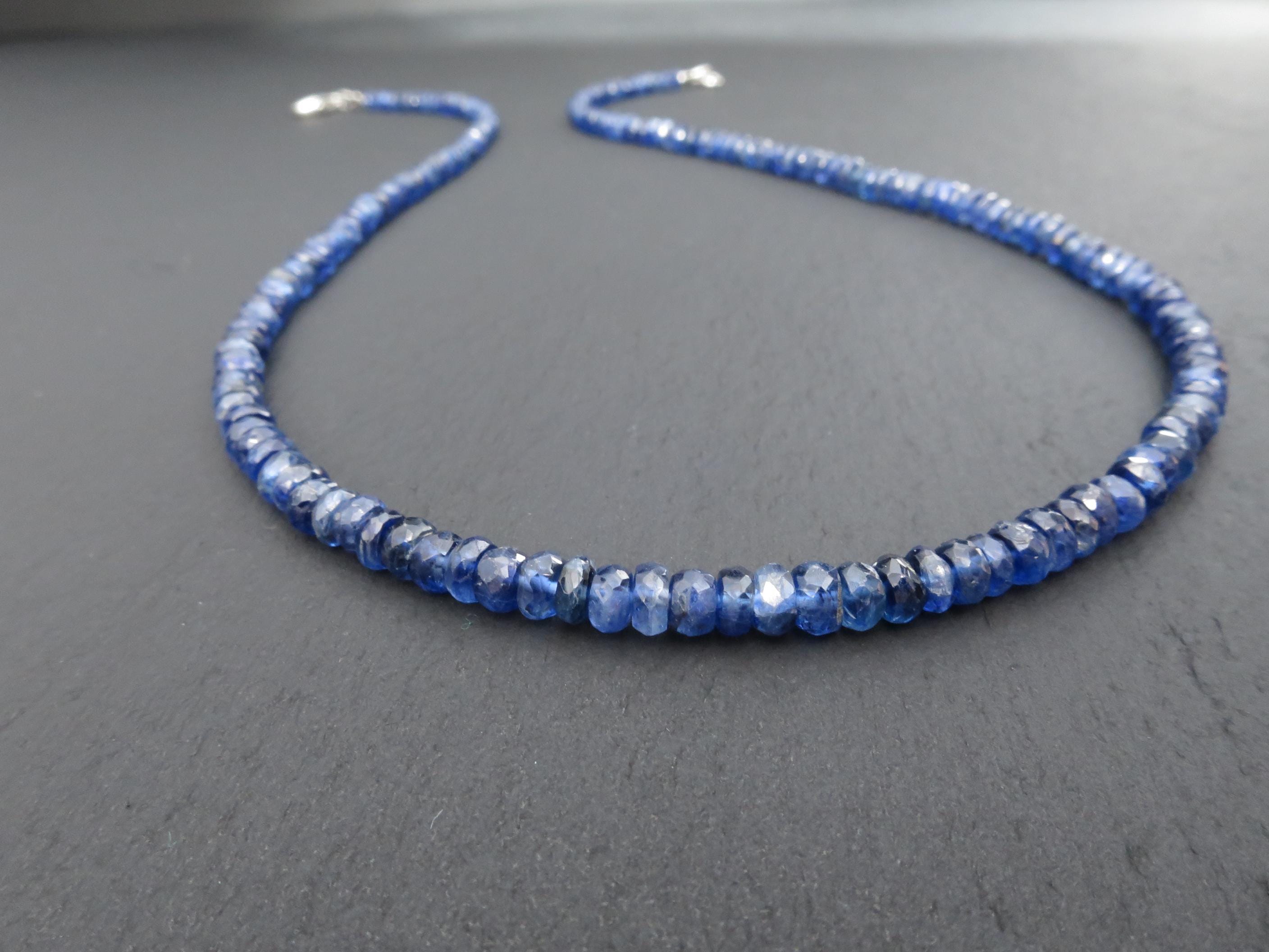 Blaue Saphir Kette facettiert natürlich und unbehandelt 44 cm