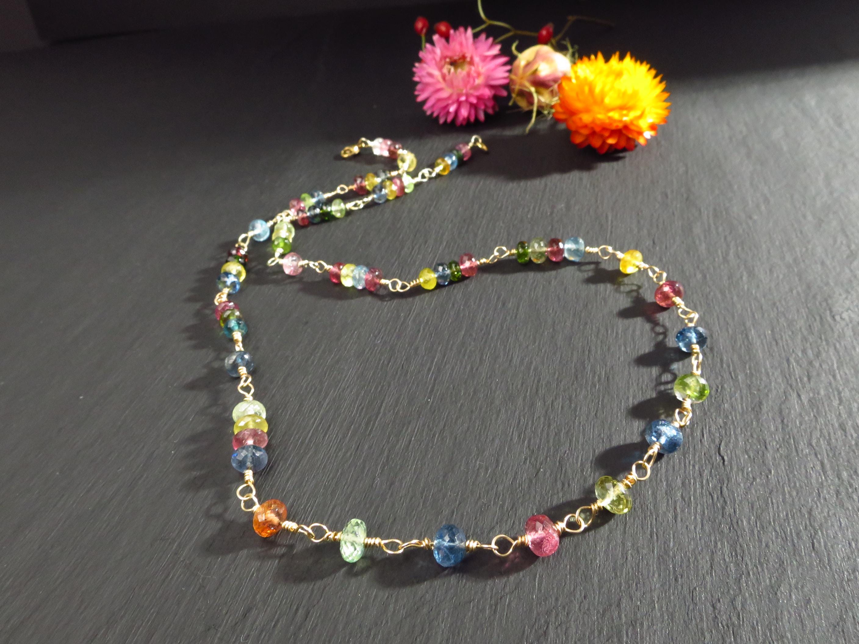 Turmalin Kette Turmalin bunt aus solid 9kt Gold