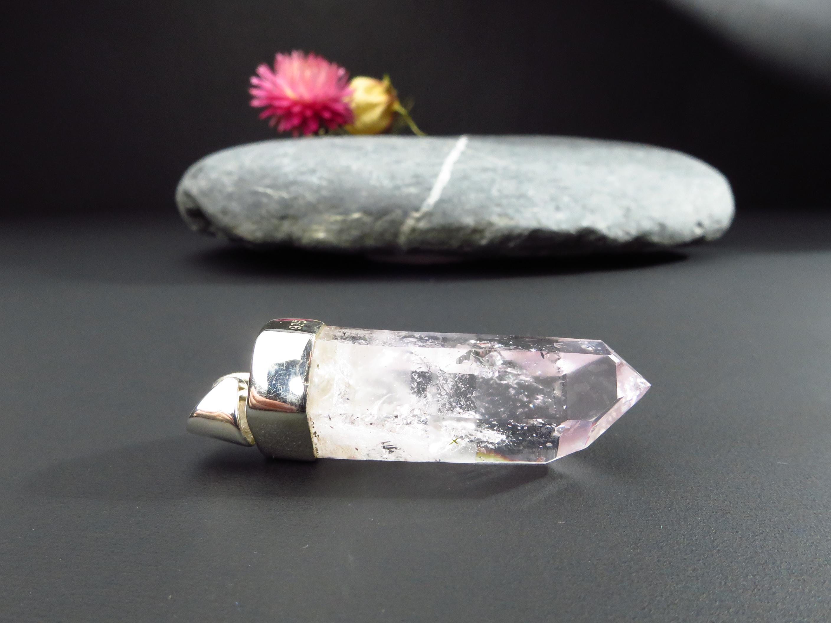 Kristall Anhänger Silber Namibia Natur Kristall Brandberg Afrika zart lila Kristall Spitze Kettenanhänger Silber Amethyst Anhänger Silber