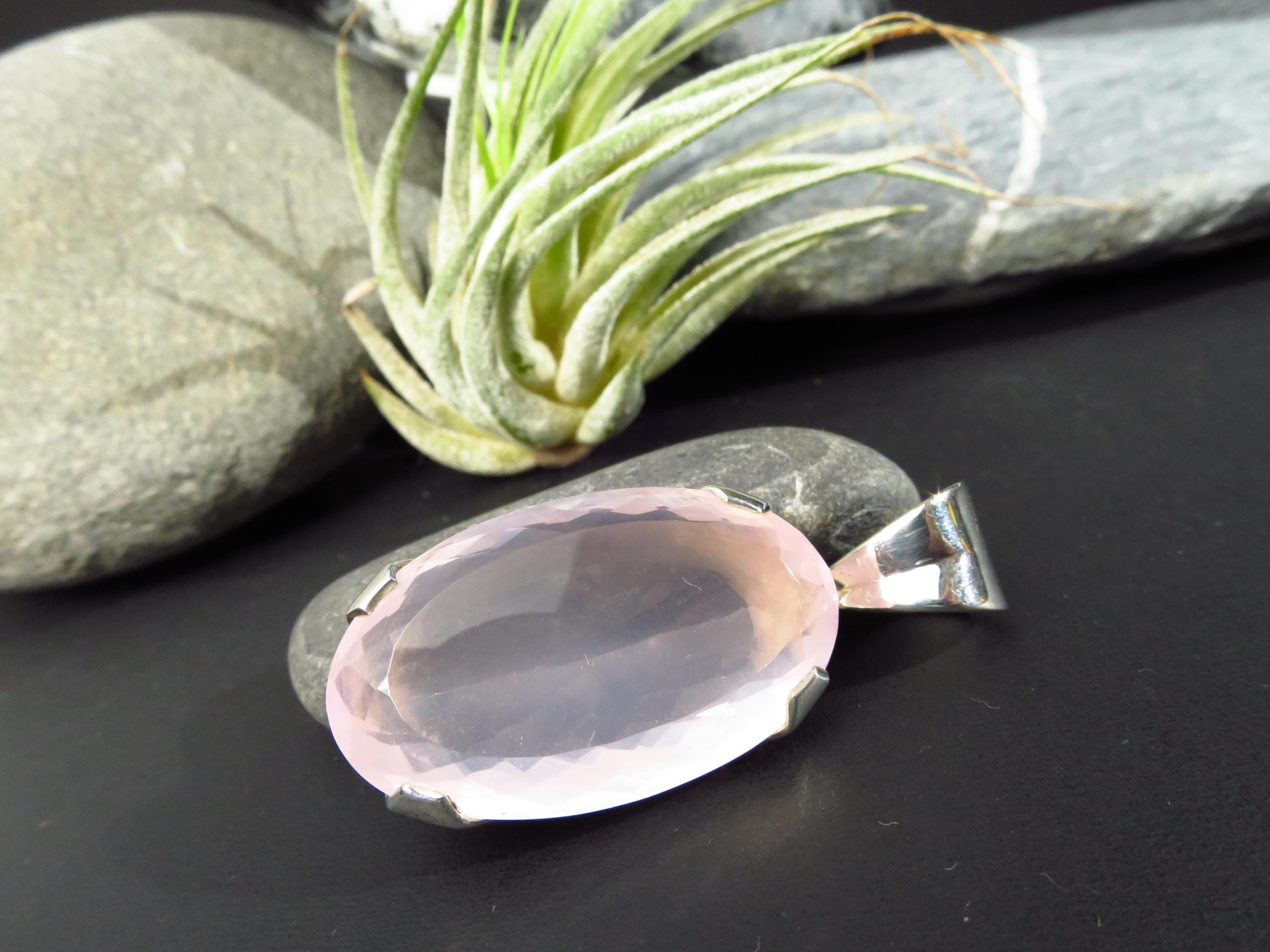 Rosenquarz Anhänger Silber klarer natürlicher Edelstein