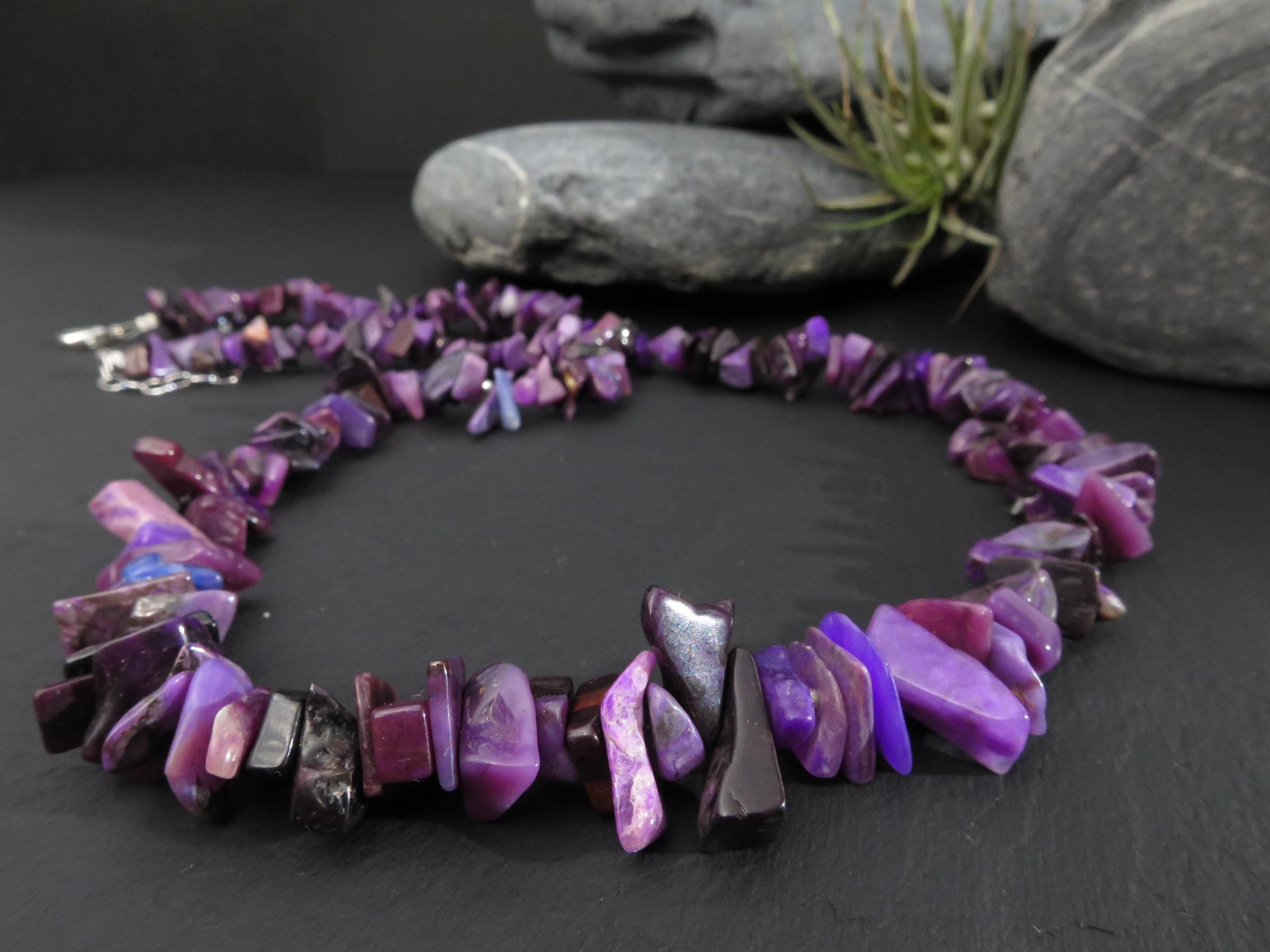 Sugilith Splitter Kette Natur Edelstein Halskette