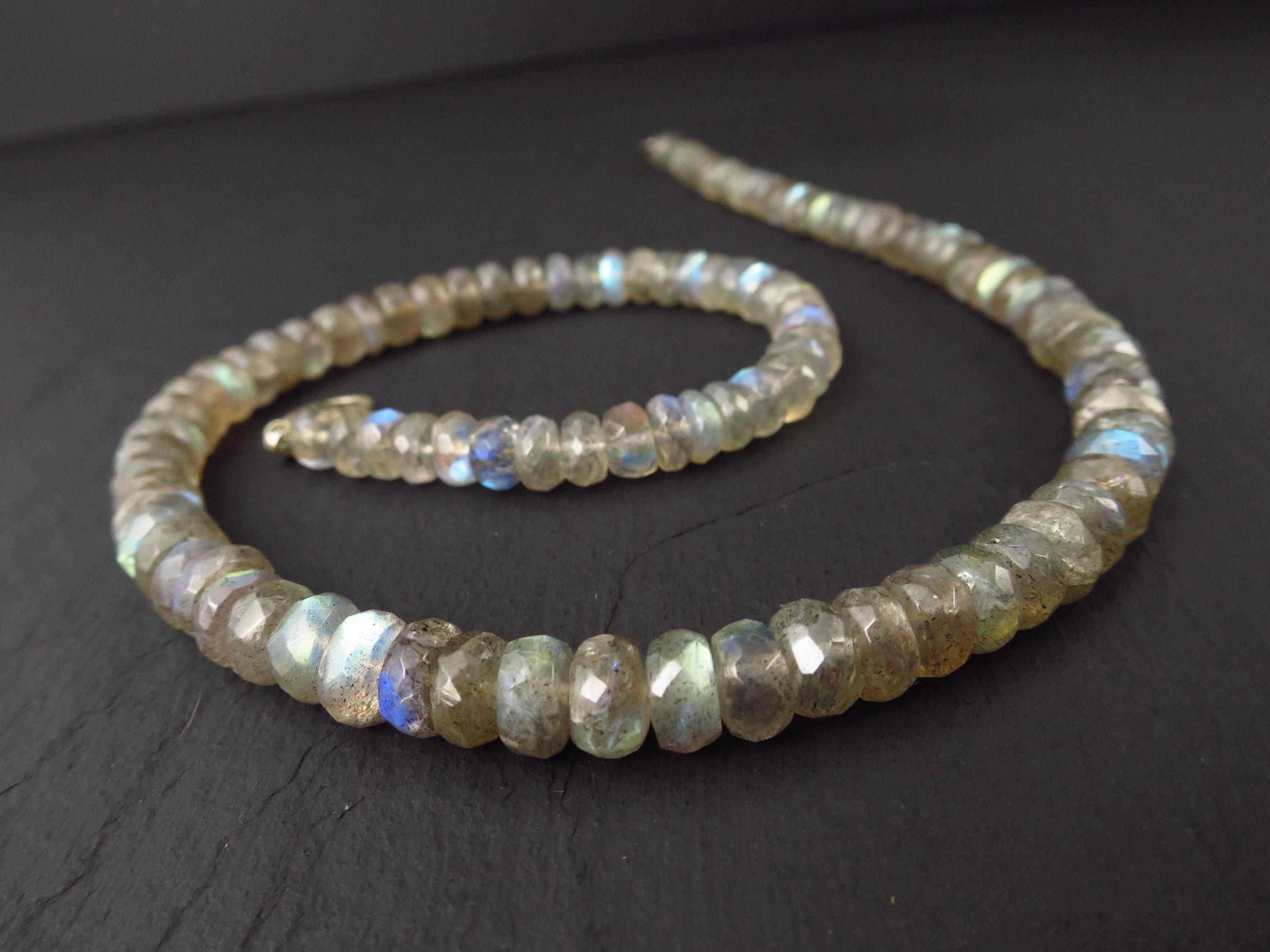 Labradorit Kette facettiert 925 Silber Verschluss