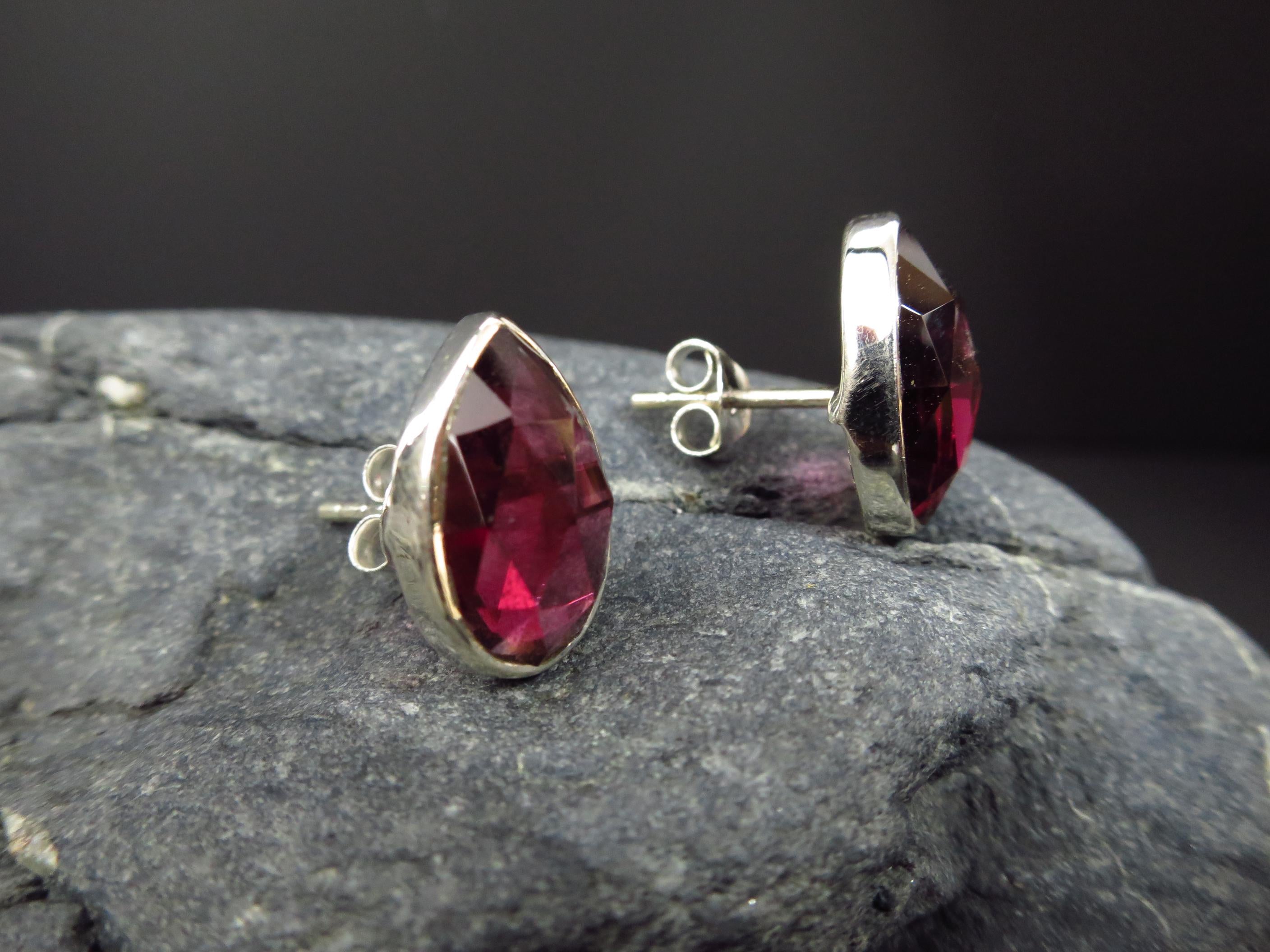 Granat Ohrstecker Silber Granat Rose cut in Silber