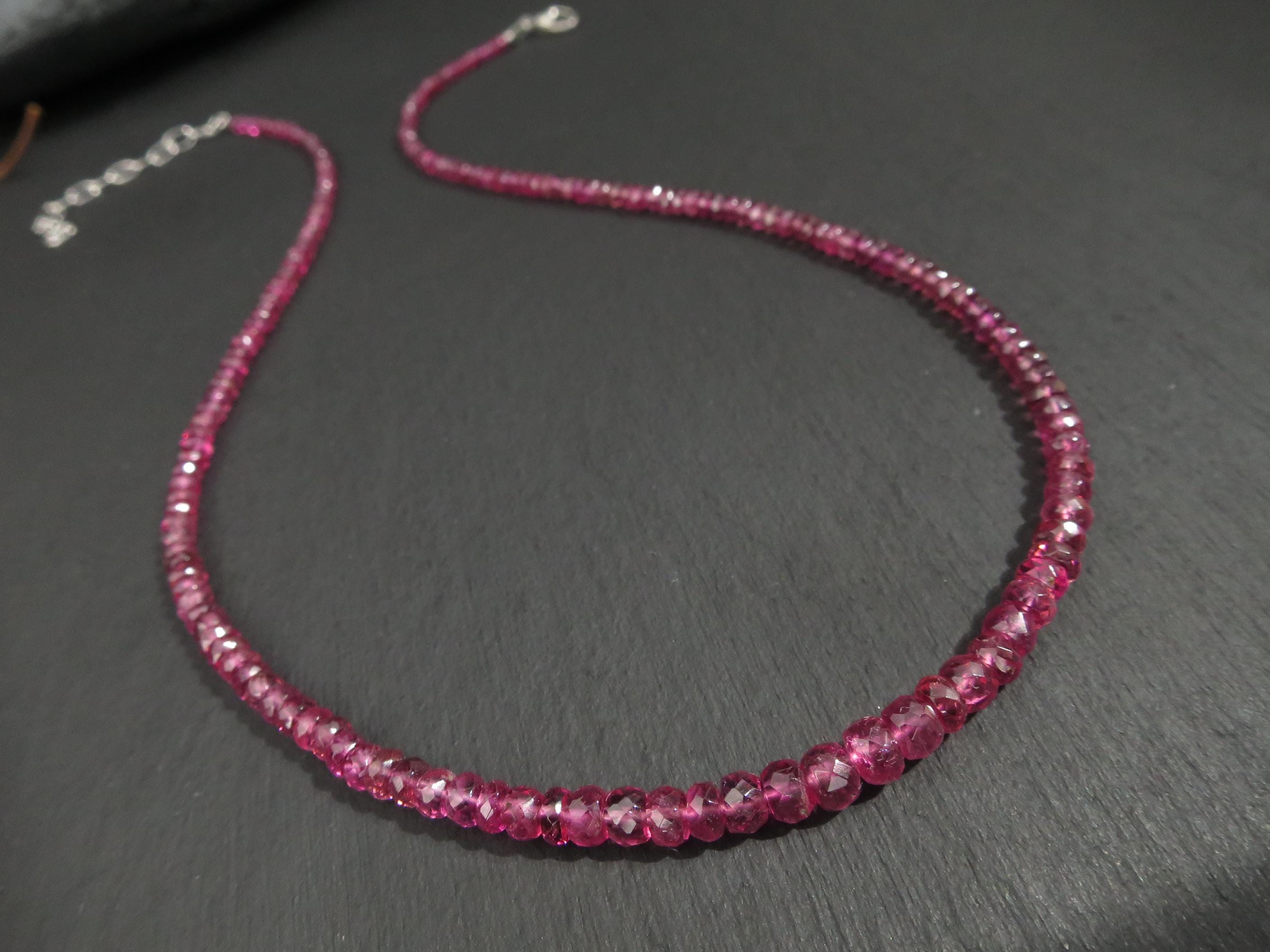 Pink Turmalin Kette Silber Rubellit Edelstein Halskette