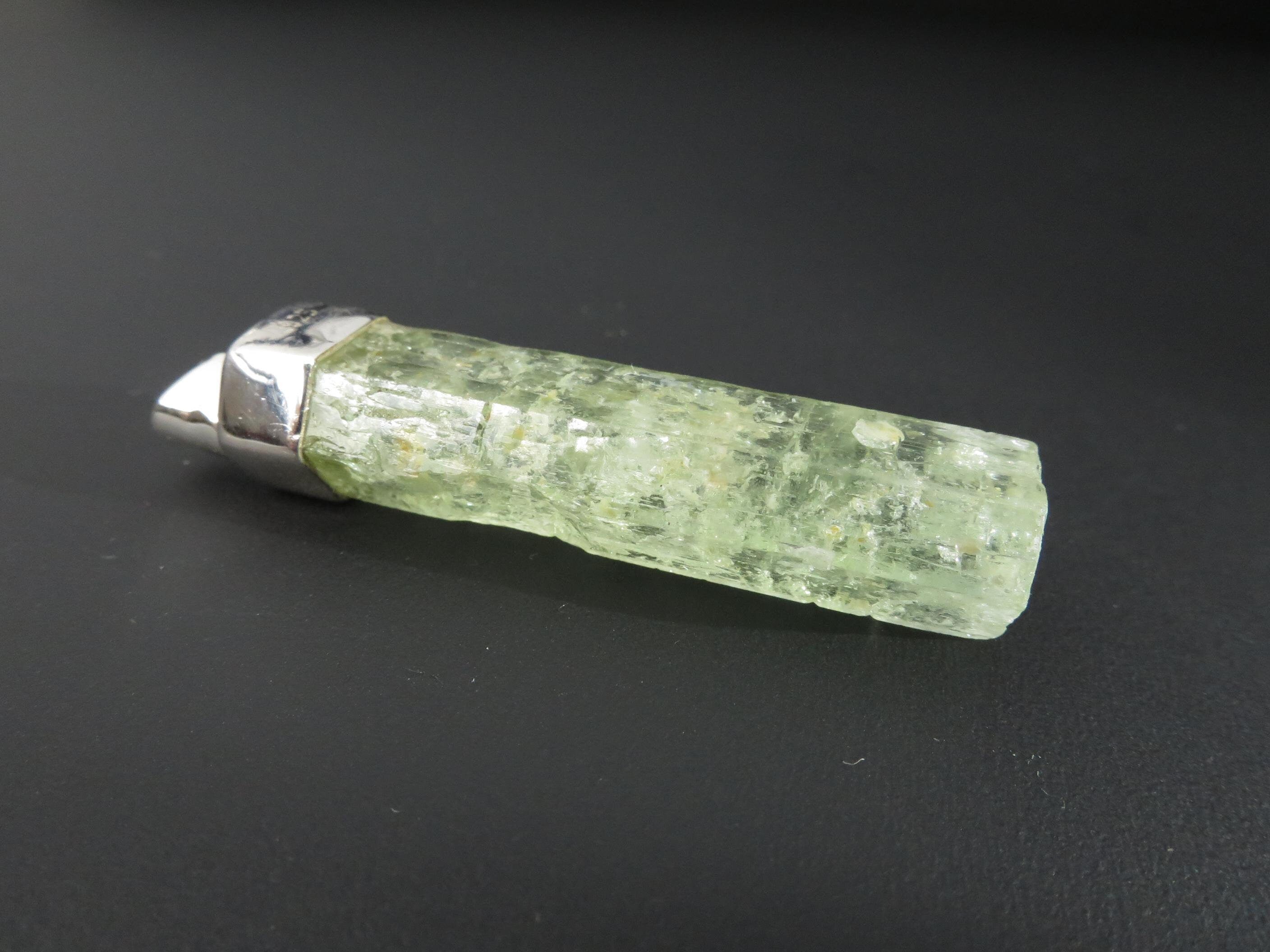 Heliodor Anhänger Silber Aquamarin gelb Anhänger Beryll Kristall Heliodor Spitze Brasilien Natur Spitze Silber Heliodor Kettenanhänger gelb