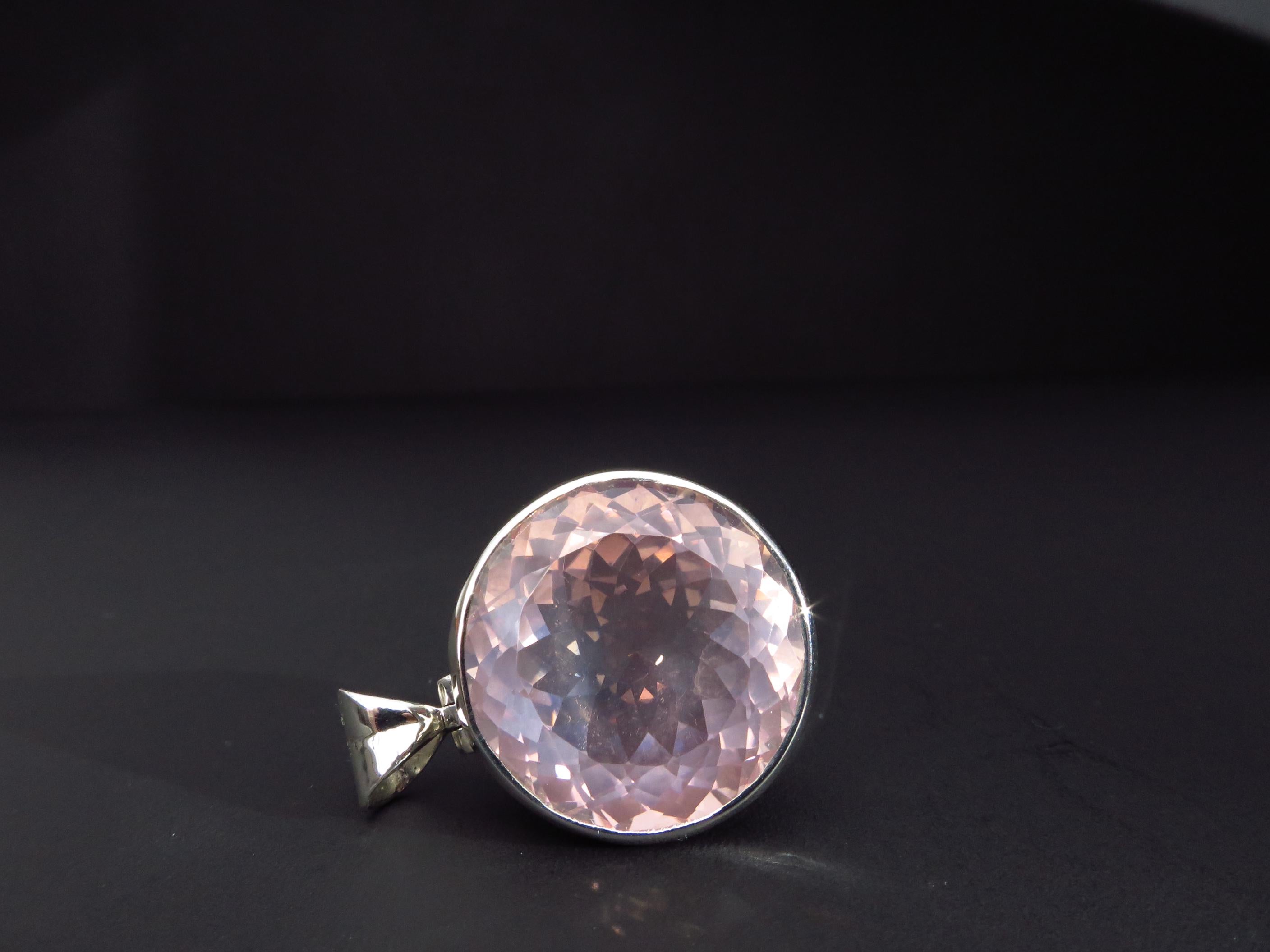 Rosenquarz Anhänger in Silber rosa Edelsteinanhänger