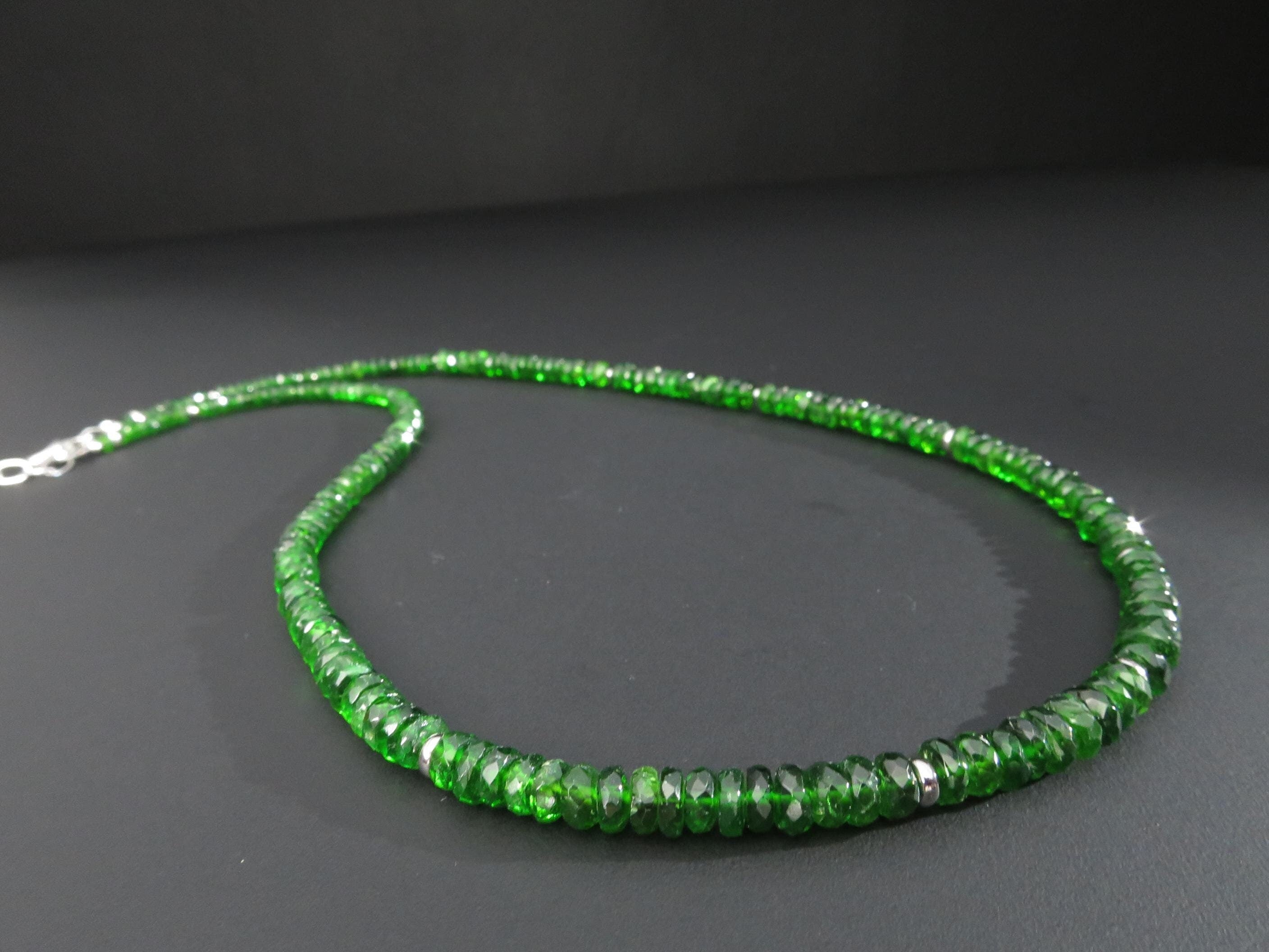 Chromdiopsid Kette Chromdiopsid Collier grün Edelstein Kette Chromdiopsid Silber Halskette rhodiniert Chromdiopsid facettiert Unikat Kette