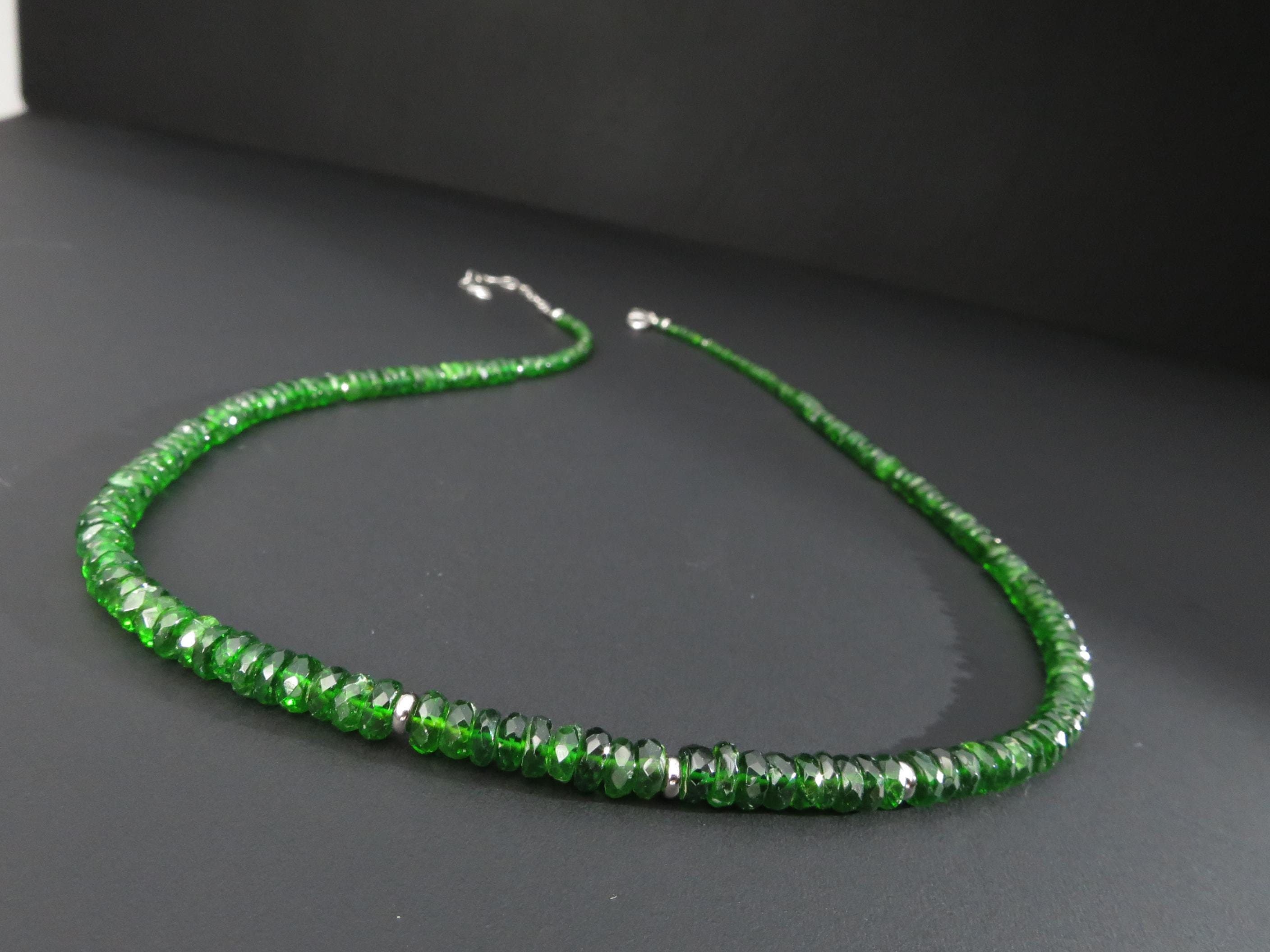 Chromdiopsid Kette Chromdiopsid Collier grün Edelstein Kette Chromdiopsid Silber Halskette rhodiniert Chromdiopsid facettiert Unikat Kette