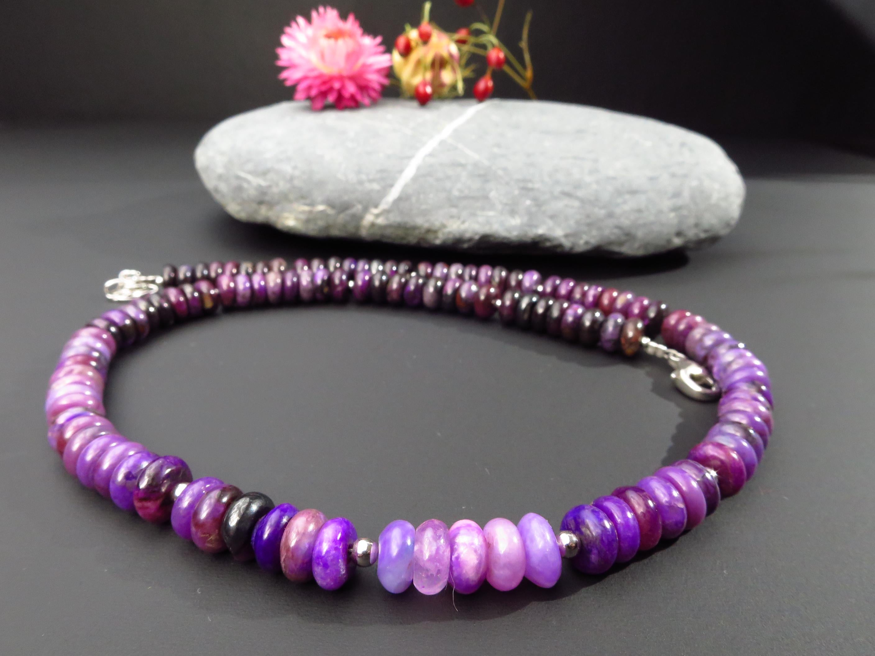 Echte Sugilith Halskette lila Edelstein Rondelle 8mm