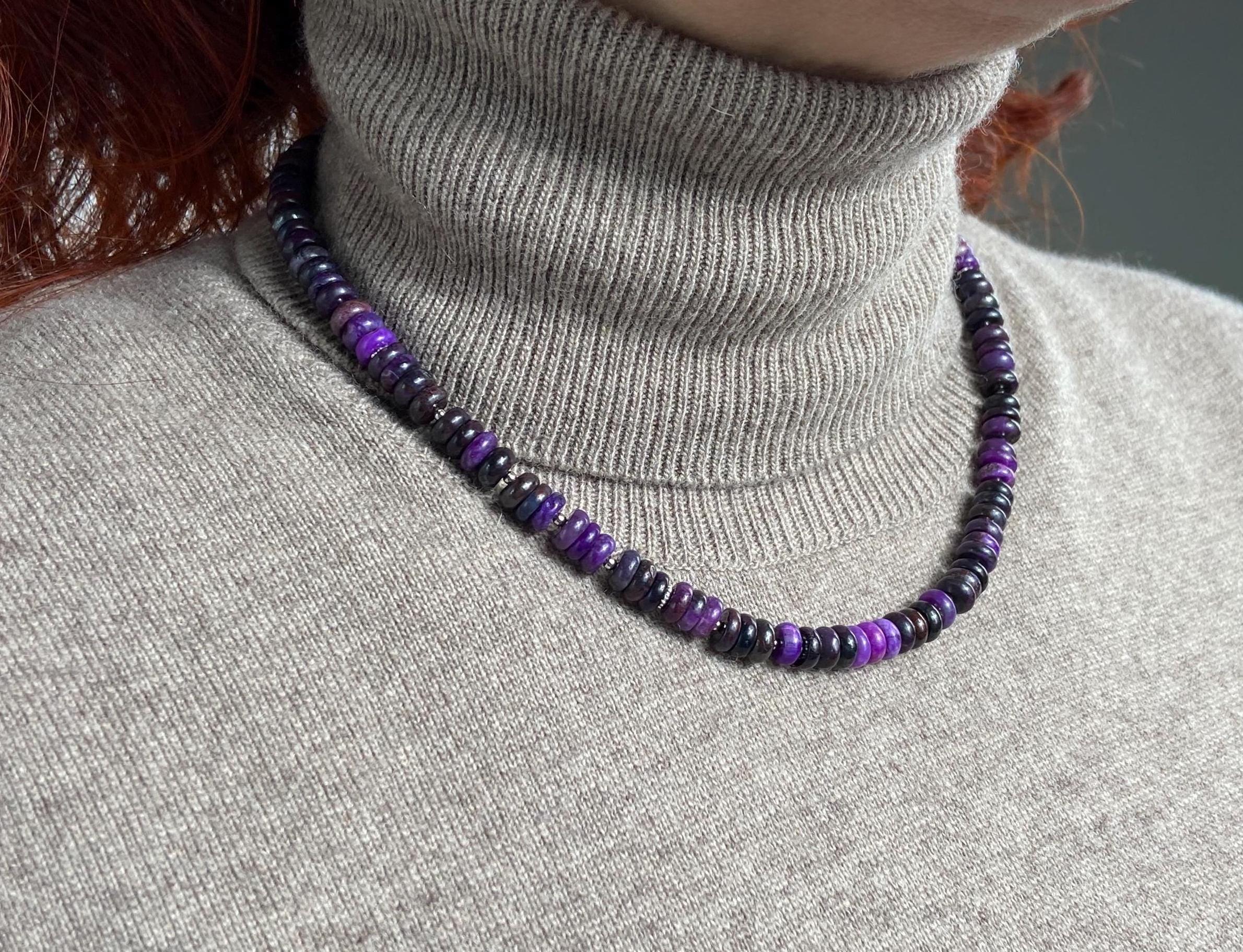 Sugilith Kette Lila Edelstein Collier unbehandelt