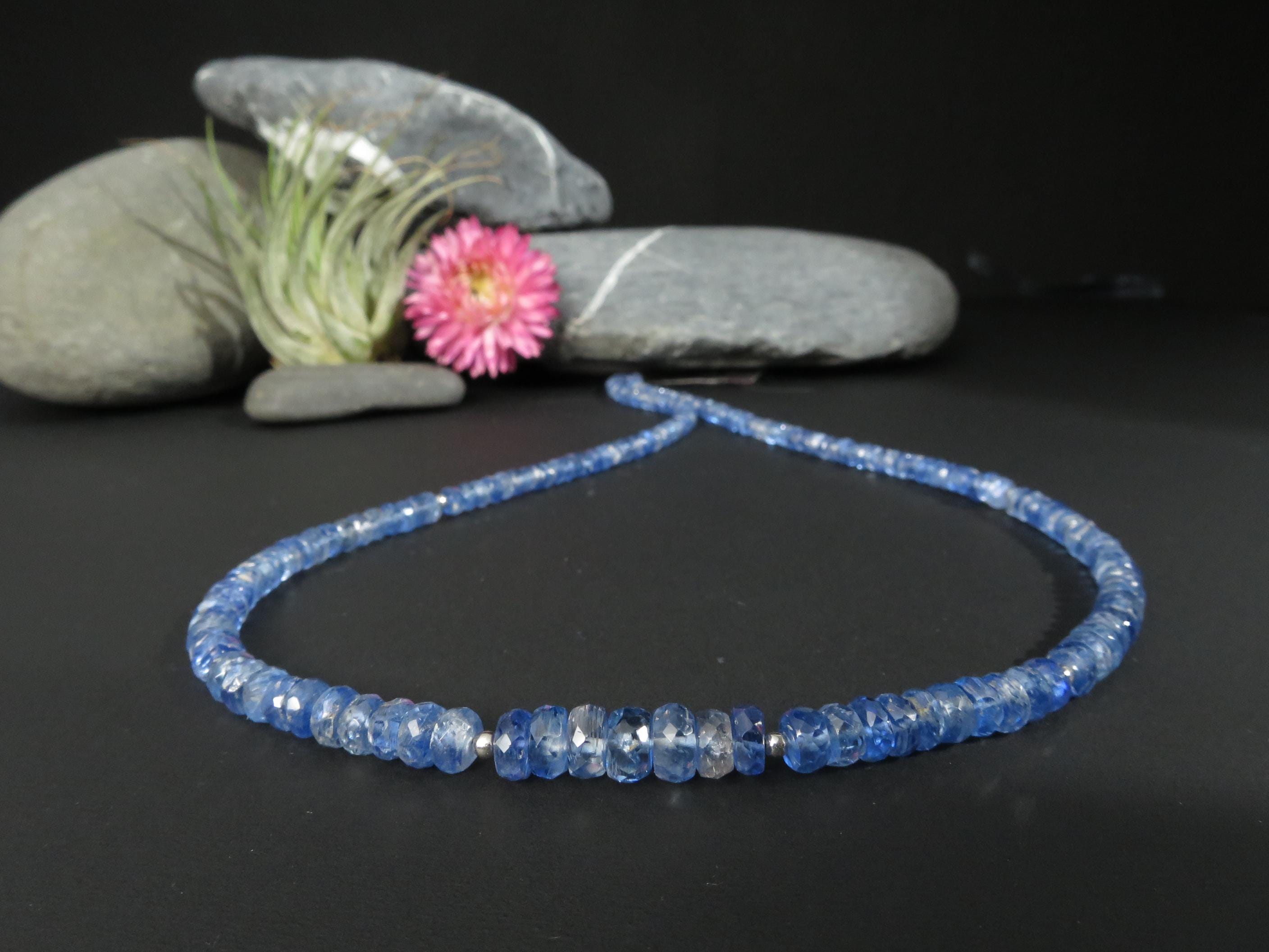Kyanit Kette blau Disthen Edelstein Collier facettiert