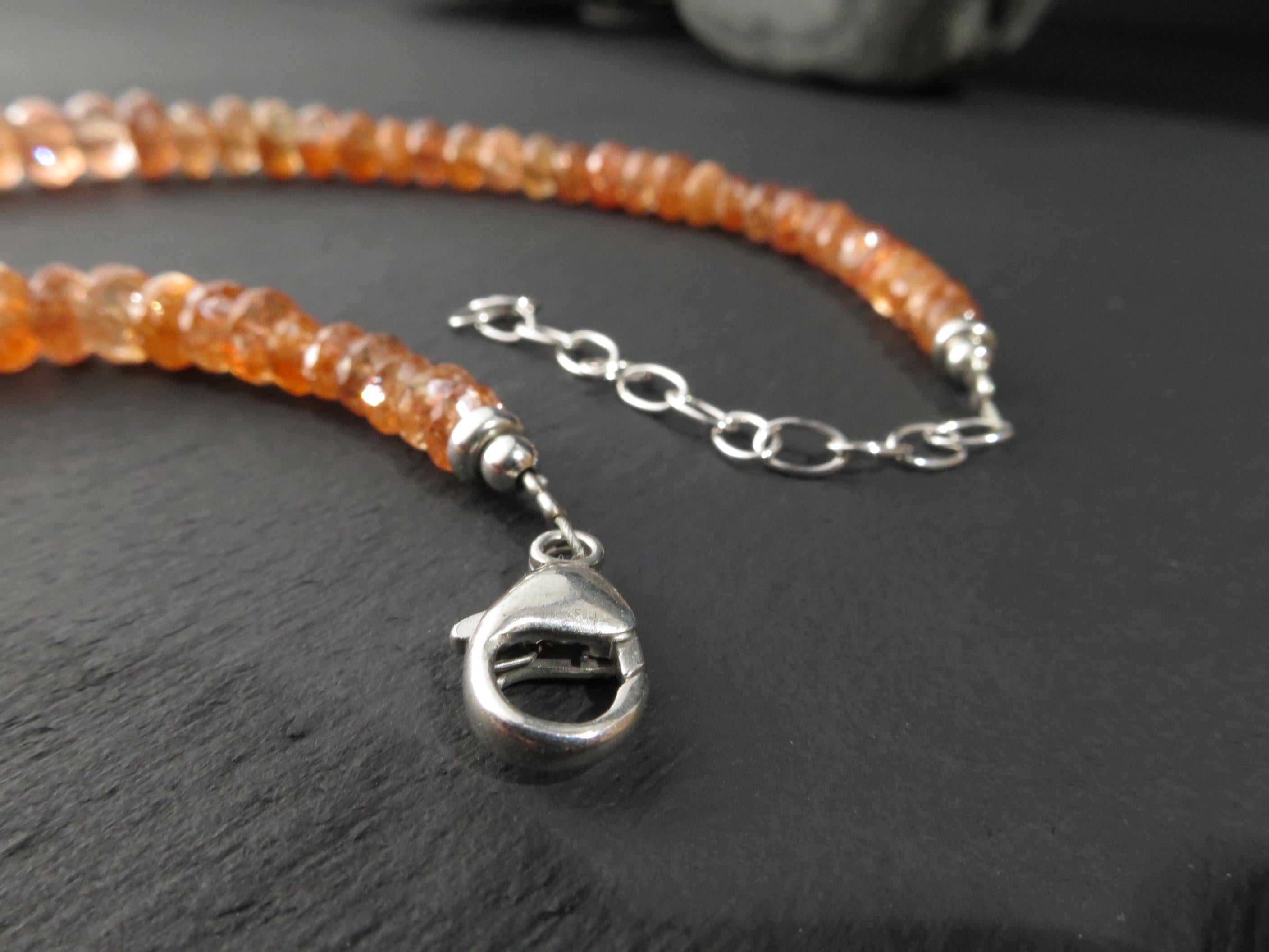 Sonnenstein Kette orange Afrikanischer Sonnenstein Tansania 925 Sterling Silber Natur Edelstein Kette