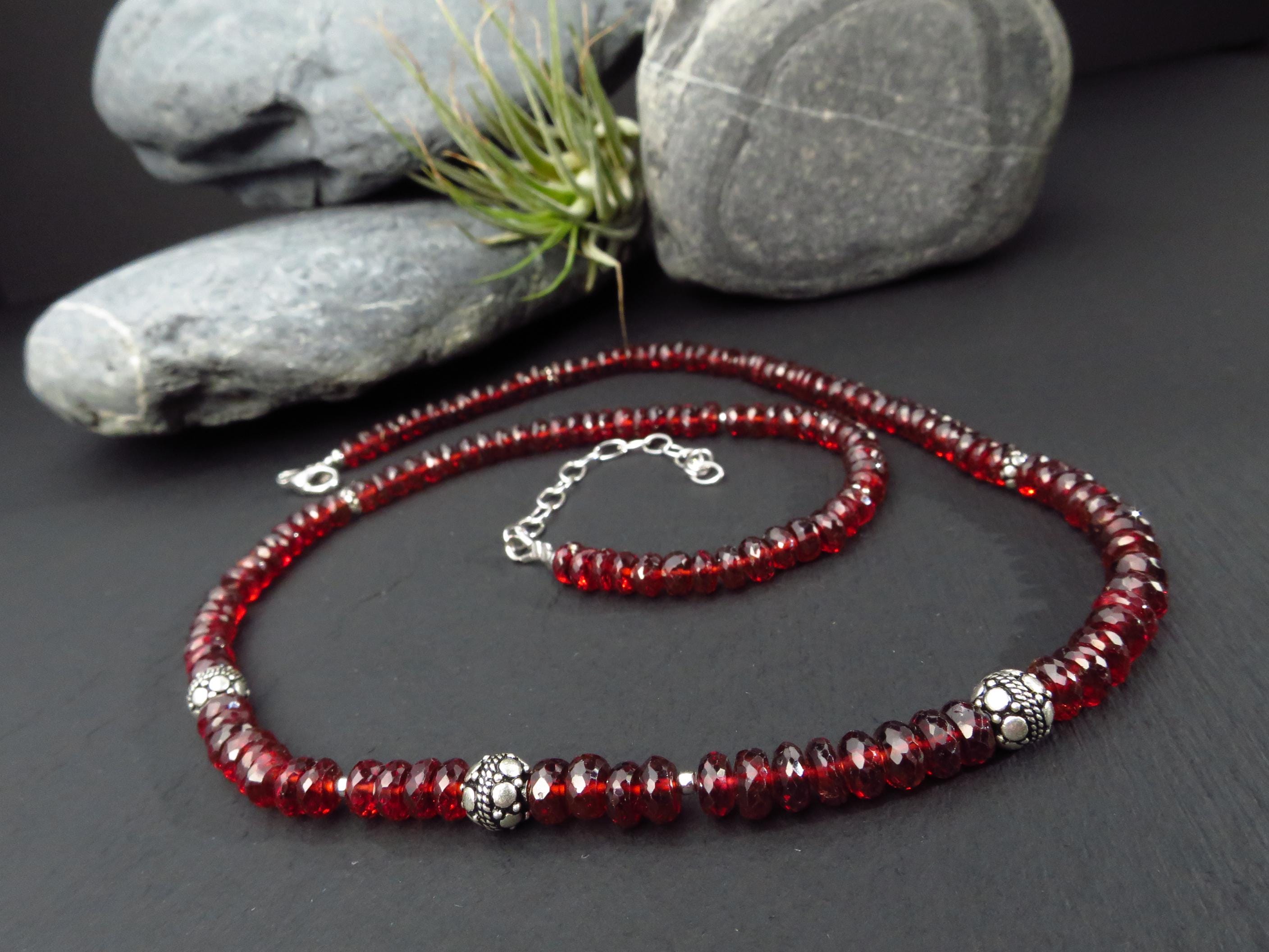 Rote Mosambik Granat Kette mit Verlängerungskette