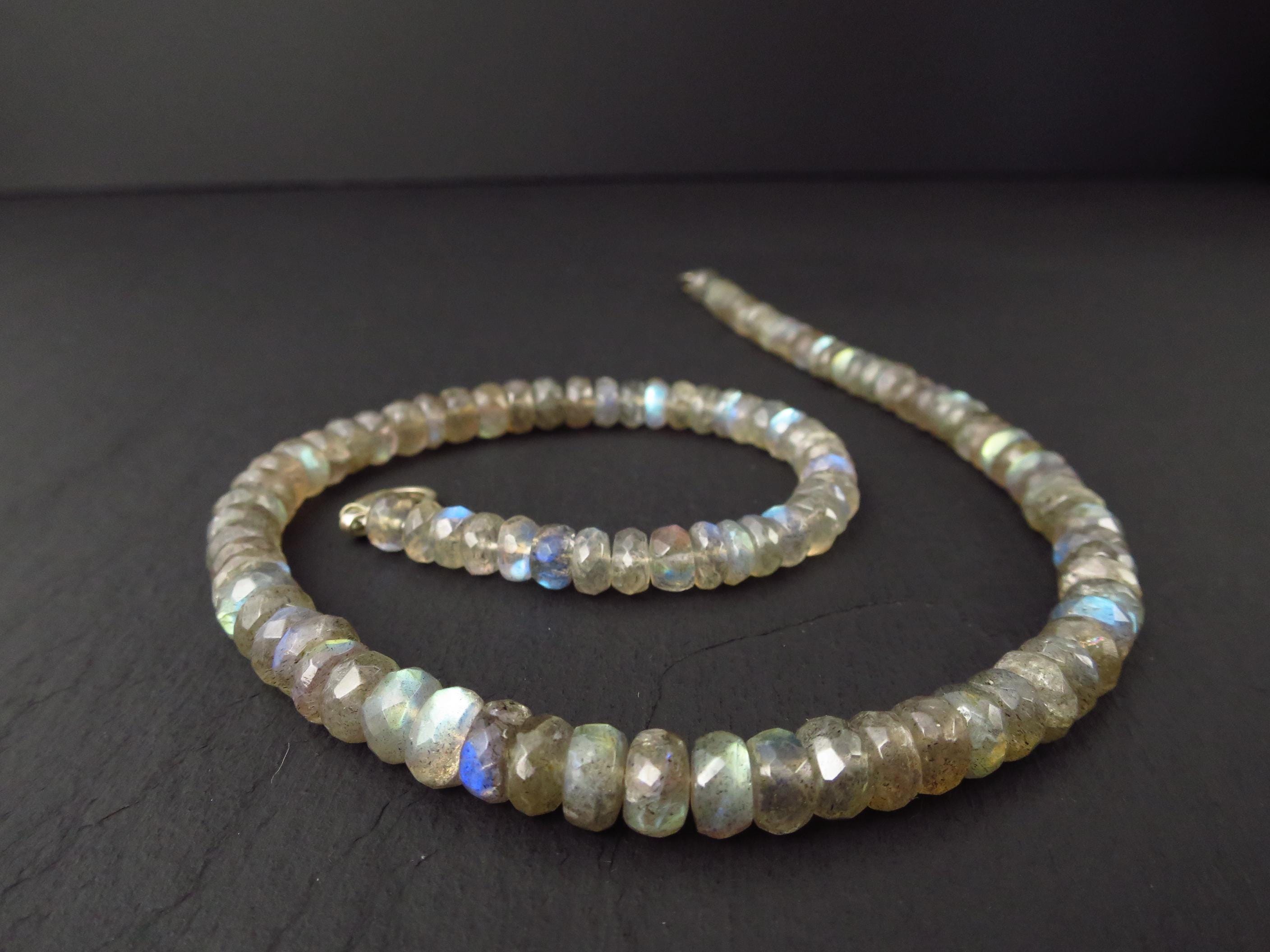 Labradorit Kette facettiert 925 Silber Verschluss