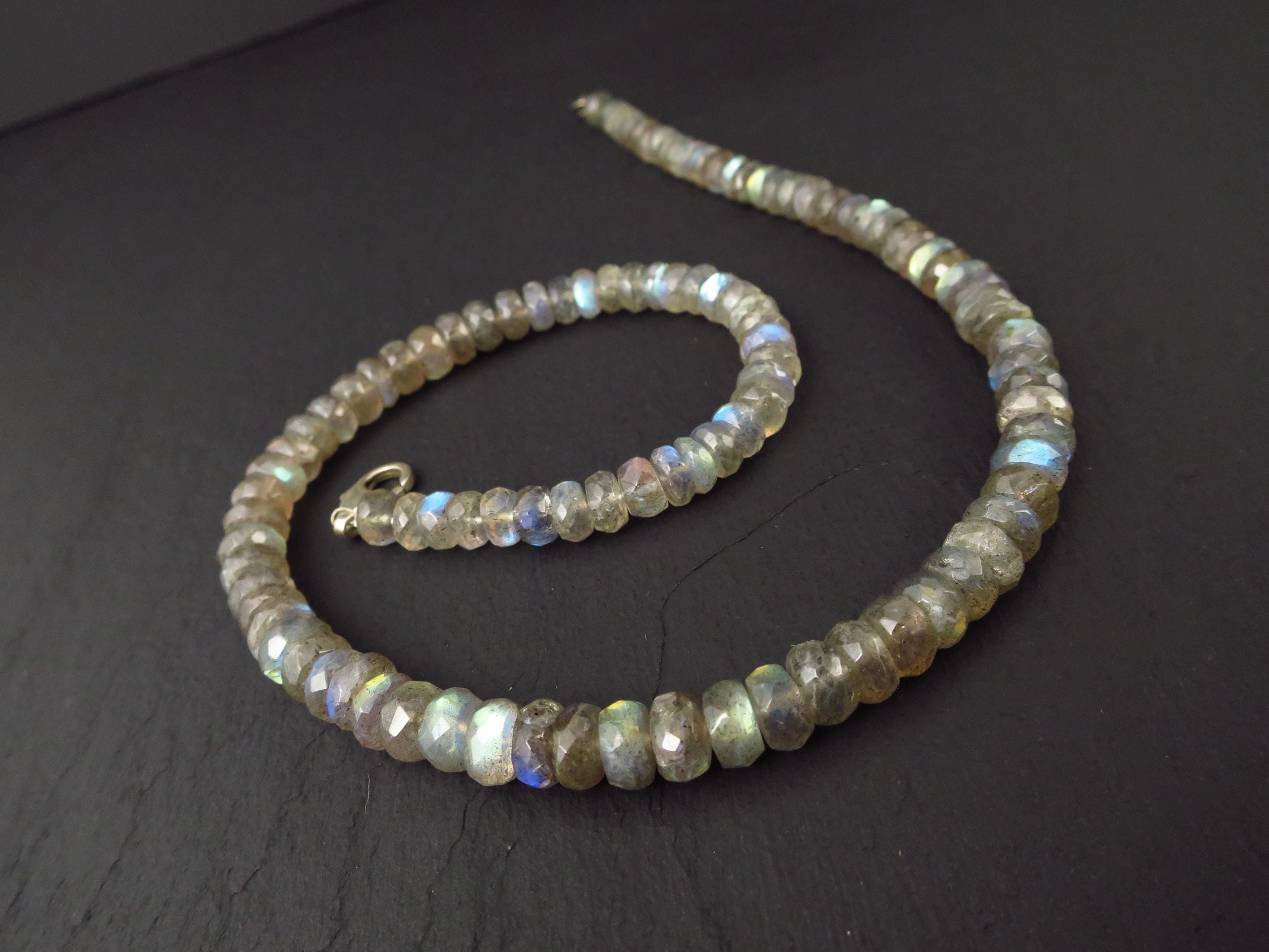 Labradorit Kette facettiert 925 Silber Verschluss